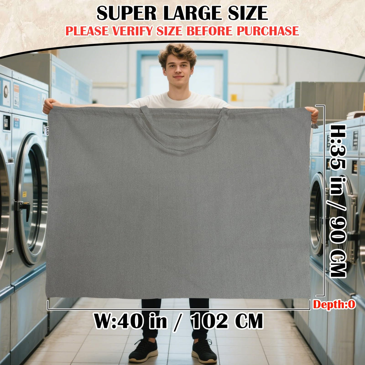 Canvas Laundry Bag 40"W x35"H