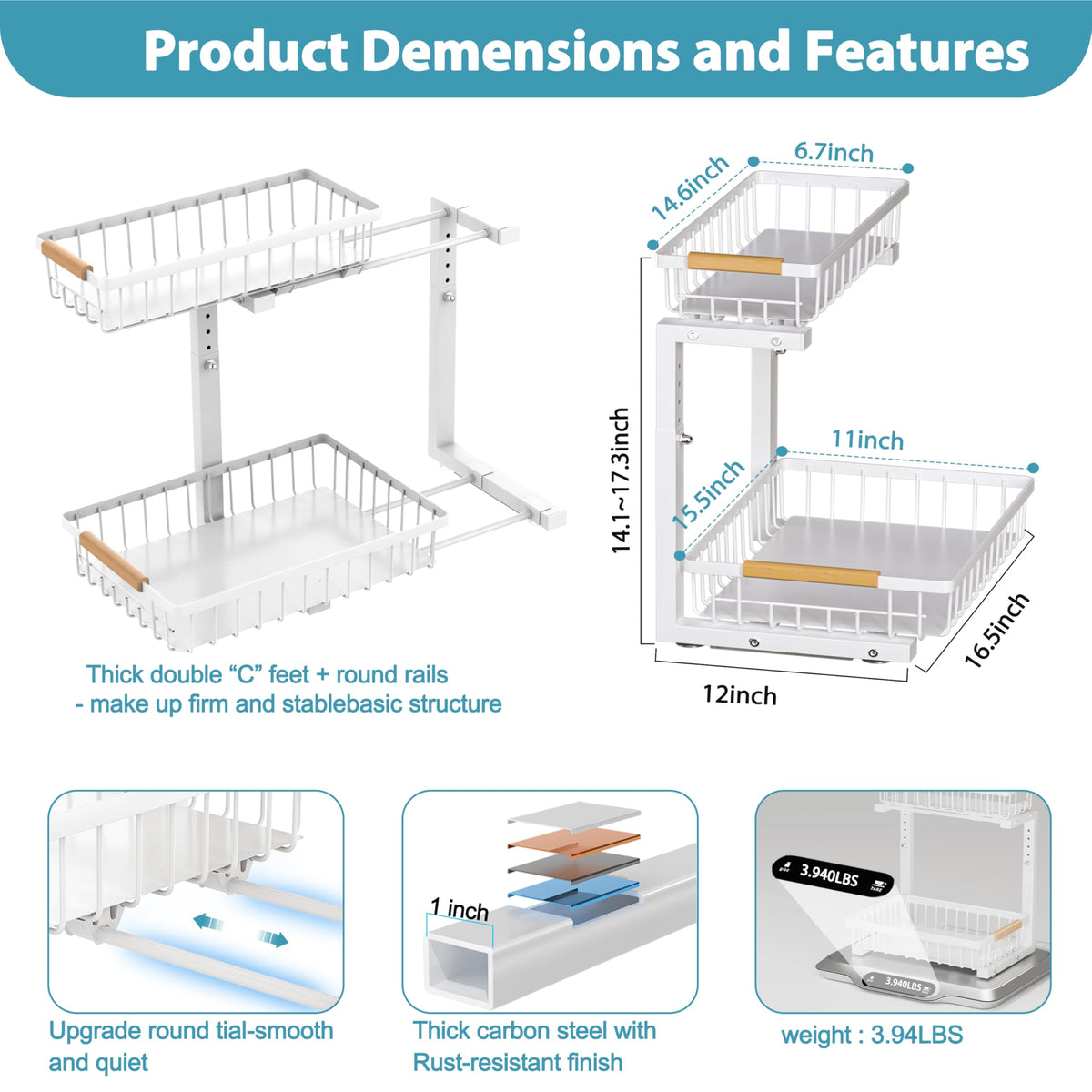 Under Sink Organizer 2 Pack (2 Count)