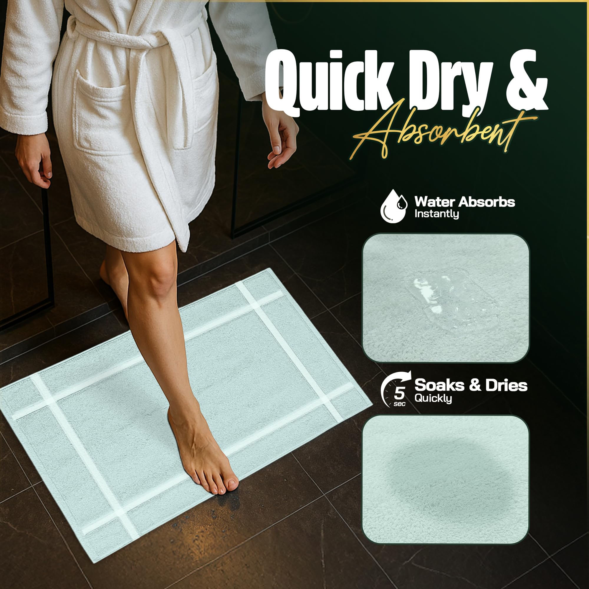Pack of 2 100% Cotton Bath Mat 20x30 inches (2 Count)