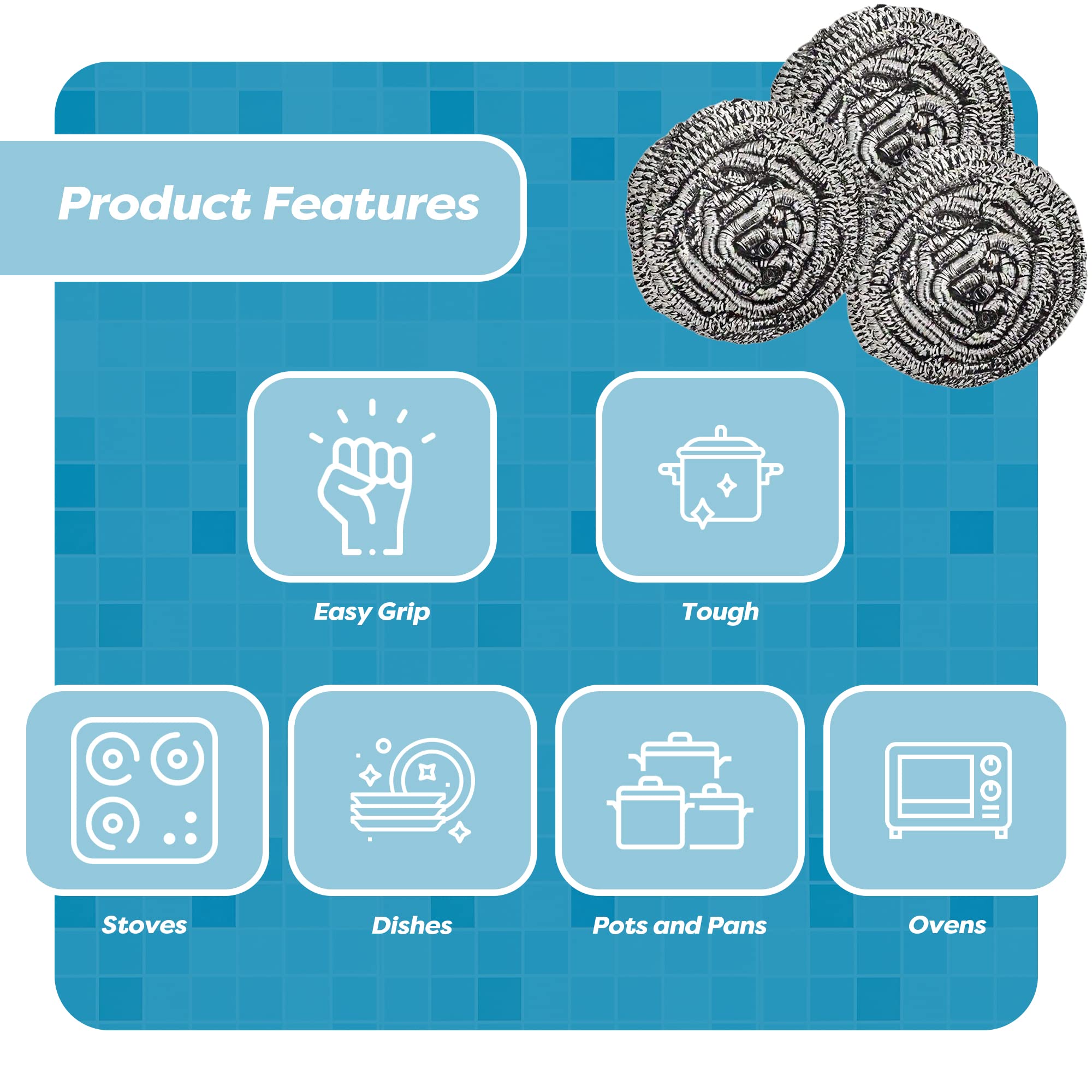 12 Pack Stainless Steel Scourers by Scrub It (12 Count)