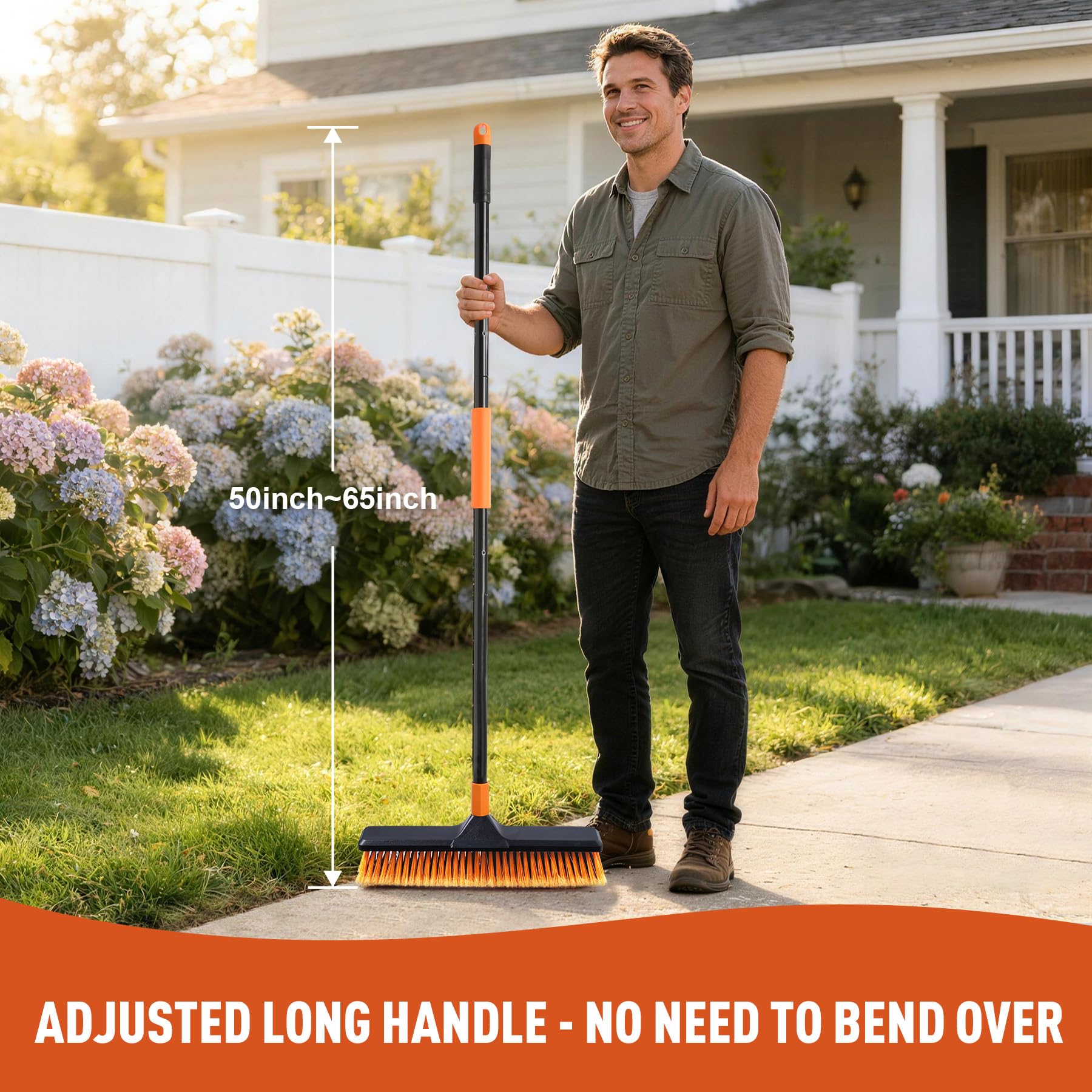 18" Push Broom Outdoor Heavy Duty for Garages