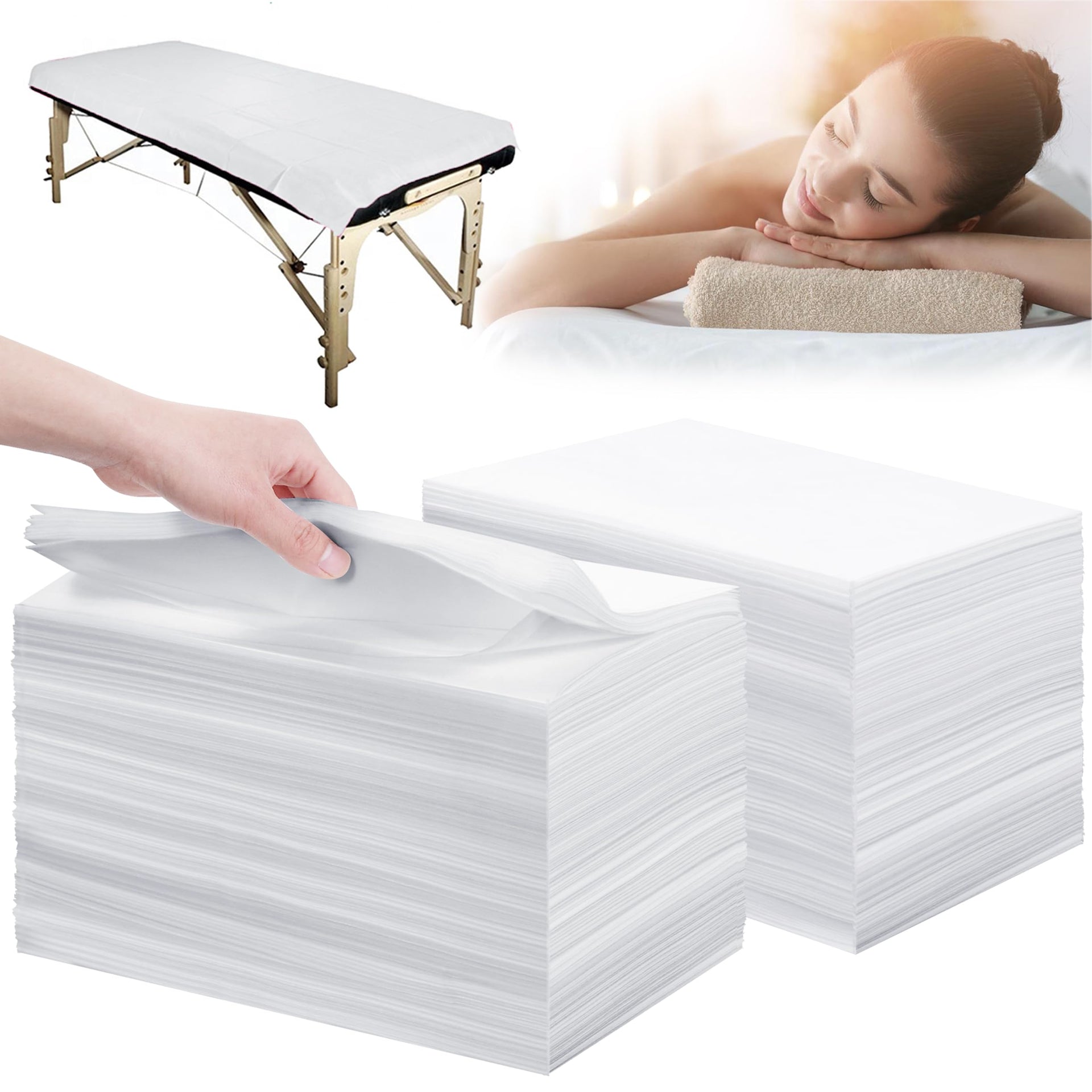 Disposable Bed Sheets 200 Pcs 31" x 71" Massage Table Sheets Non Woven Fabric SPA Bed Cover Breathable for Massage Beauty Tattoos (200 Count)