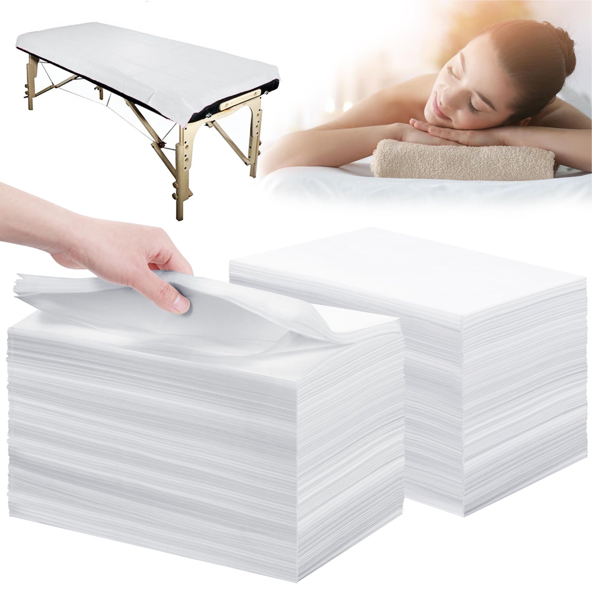Disposable Bed Sheets 200 Pcs 31" x 71" Massage Table Sheets Non Woven Fabric SPA Bed Cover Breathable for Massage Beauty Tattoos (200 Count)