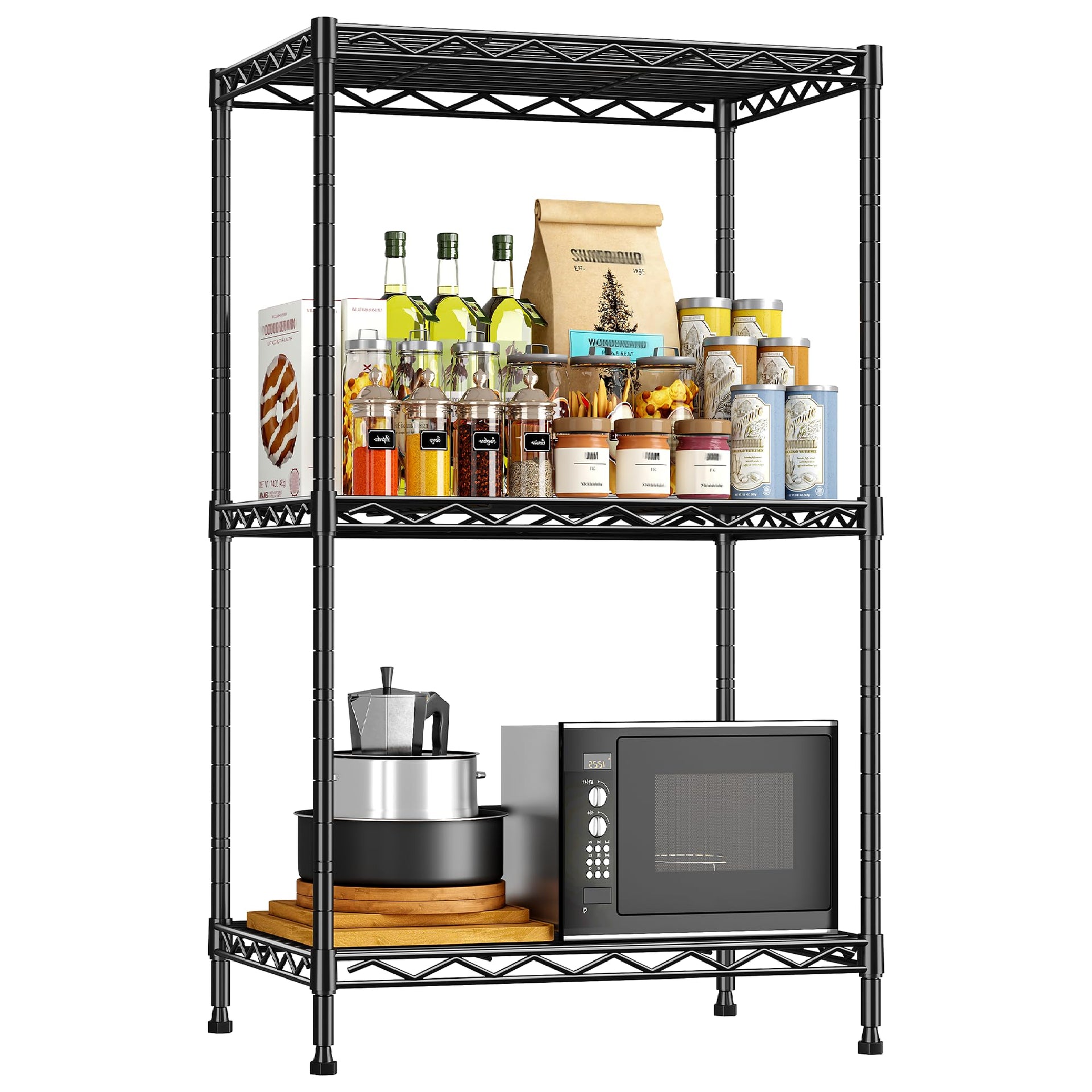 3 Tier Narrow Shelf Adjustable Storage Rack for Closet Bedroom