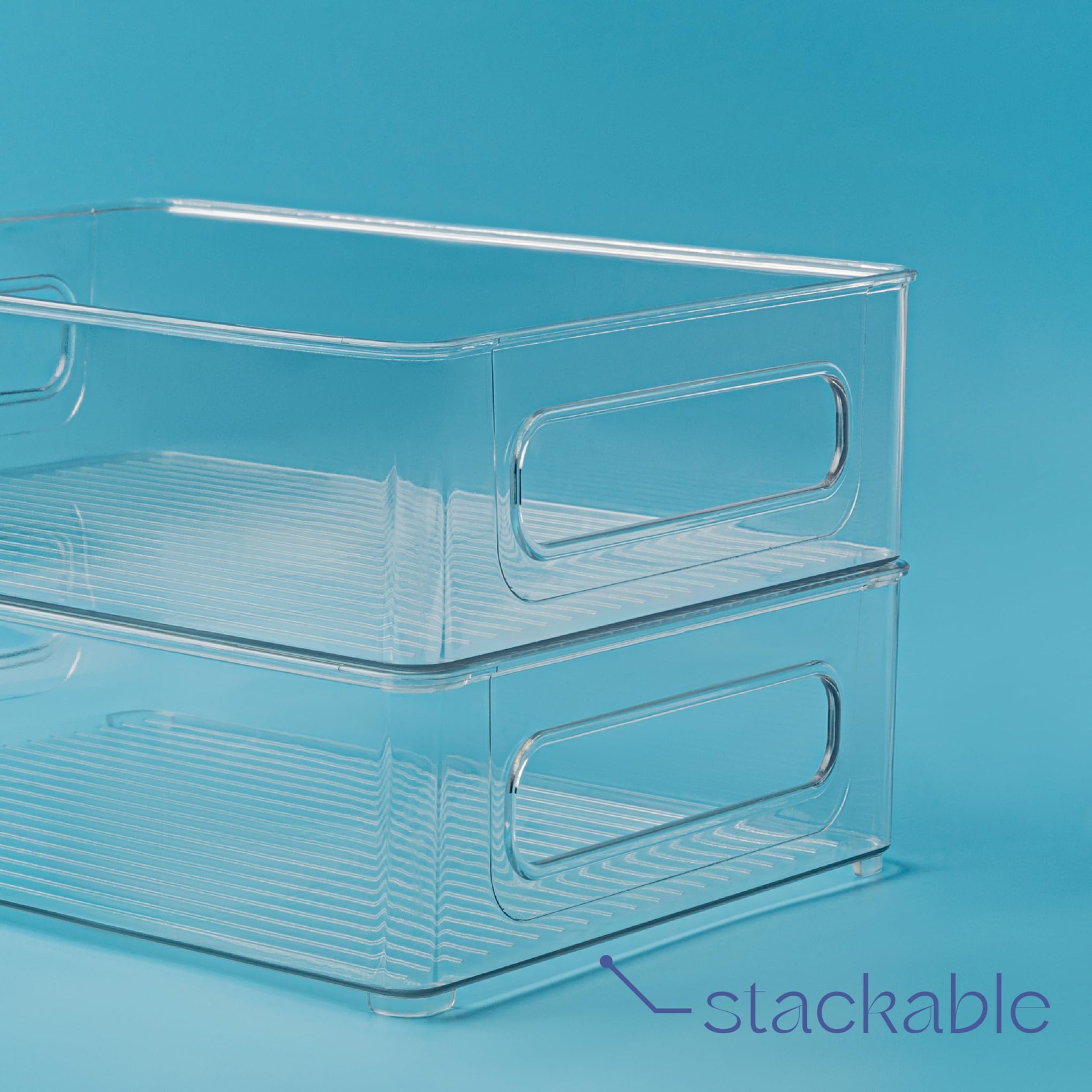 Plastic Food Storage 8 Pack Clear Container Bin with Handles for Organizing Kitchen (8 Count)