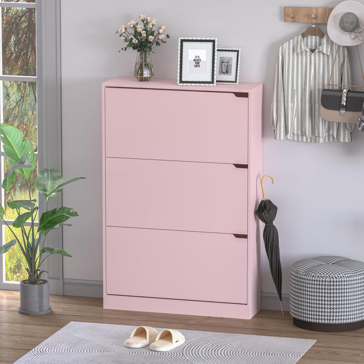 Shoe Cabinet with 3 Flip Drawers