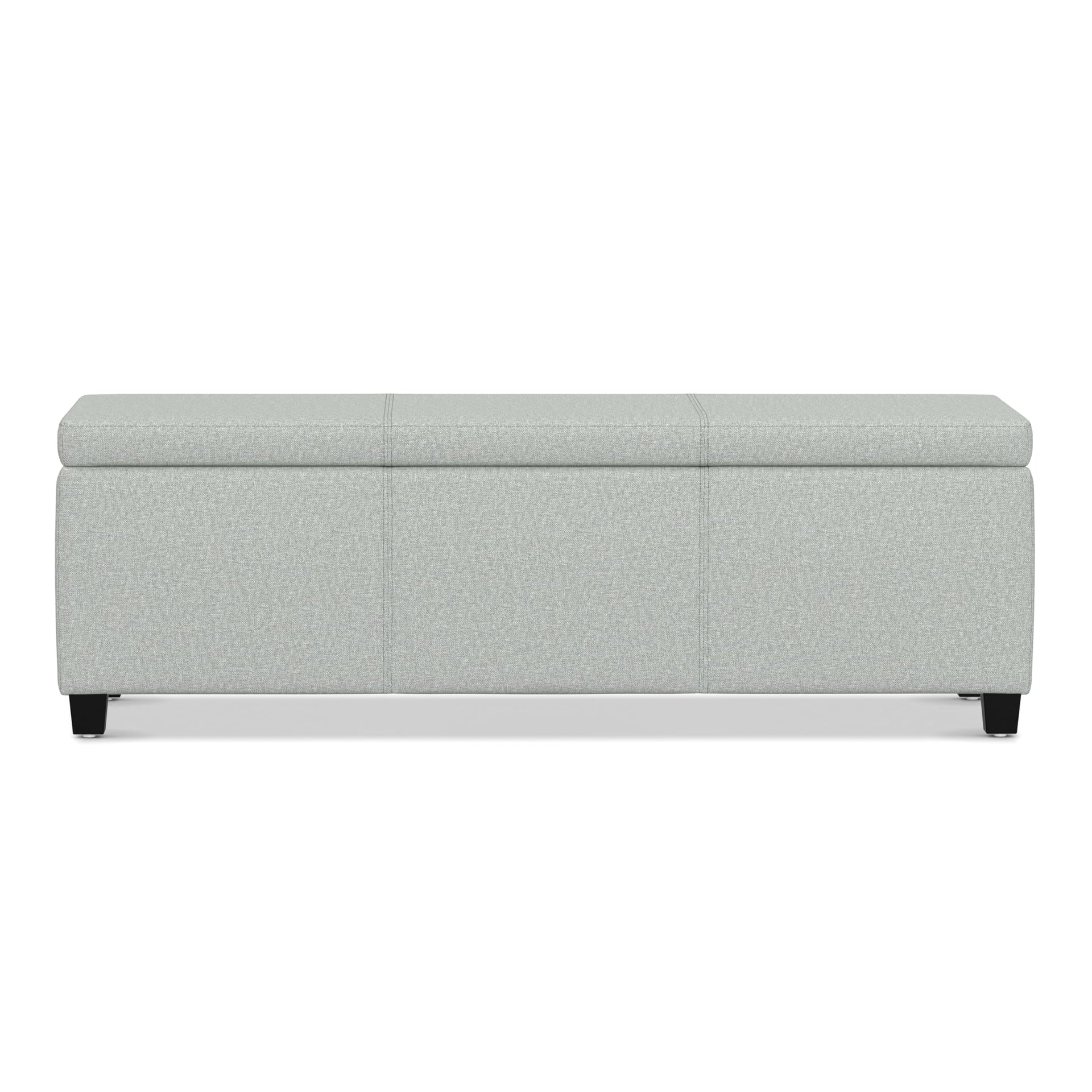 Avalon 48" Wide Linen Look Fabric Storage Ottoman in Grey