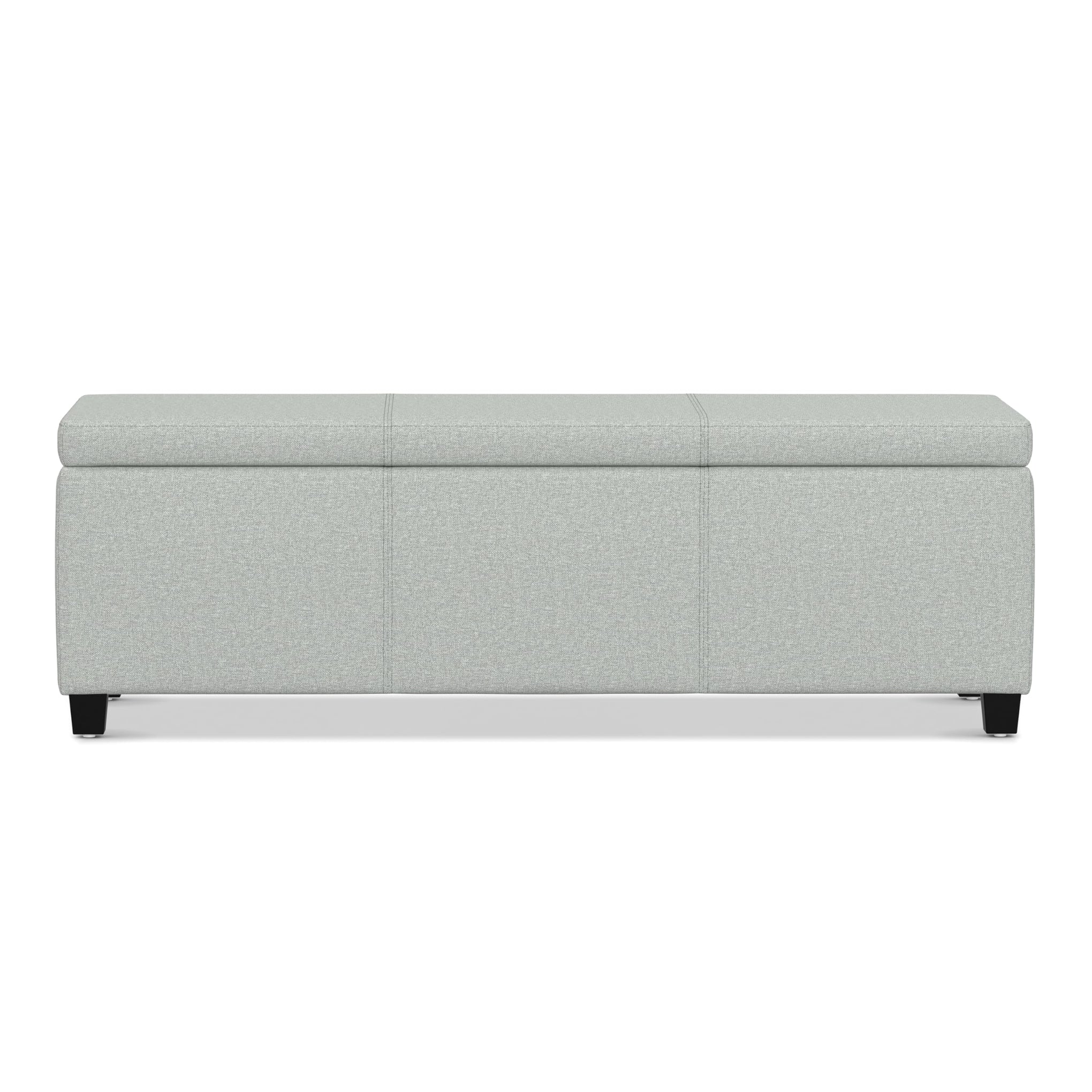 Avalon 48" Wide Linen Look Fabric Storage Ottoman in Grey