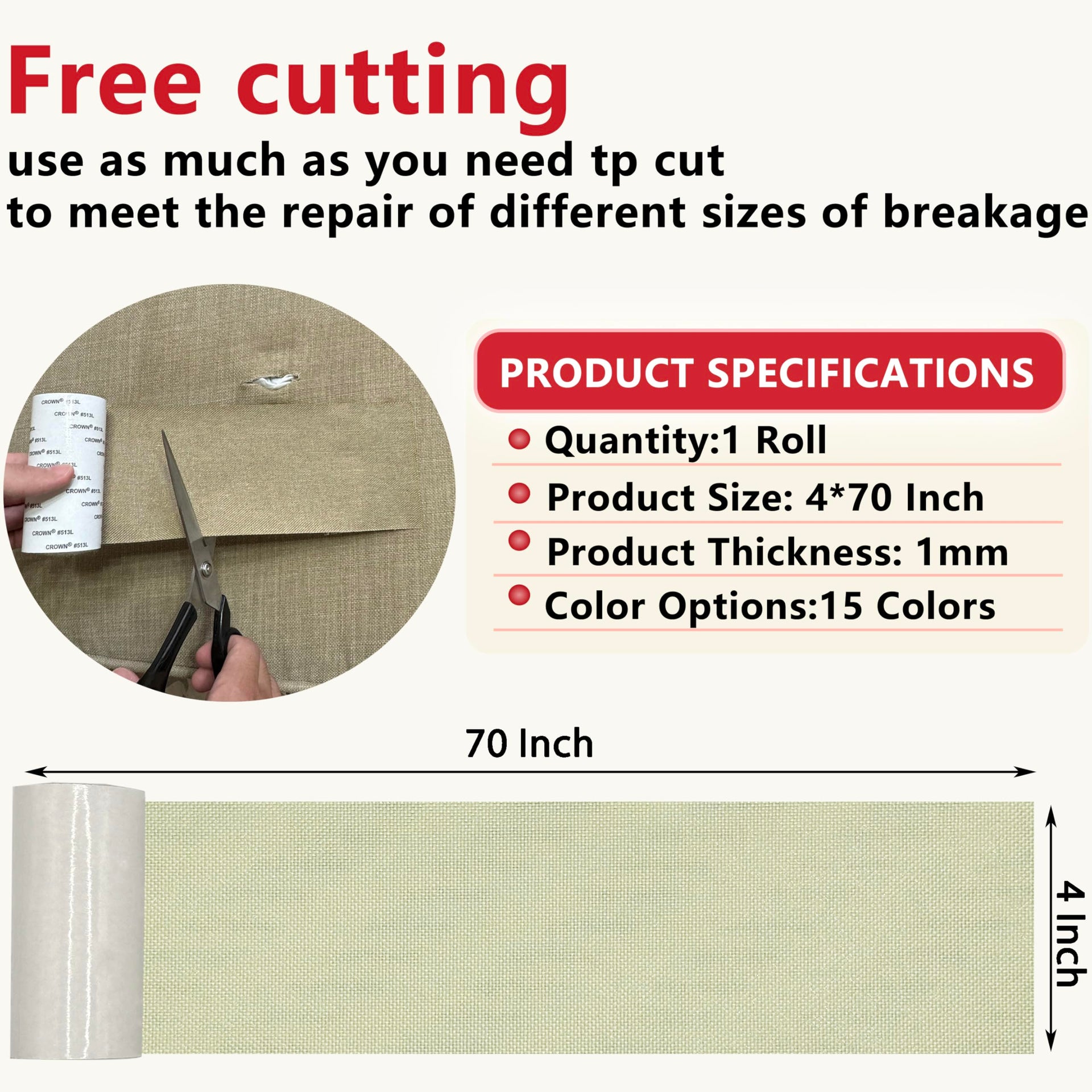 Linen Repair Tape 4x70 Inch Self