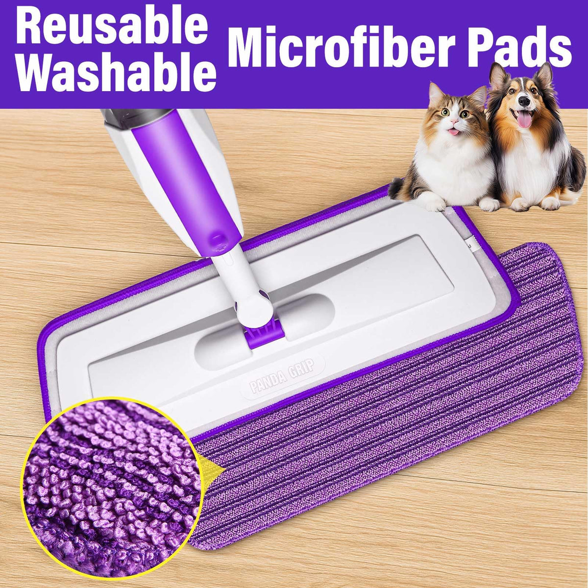Microfiber Hardwood Floor Spray Mop with 3 Pads & Refillable Bottle