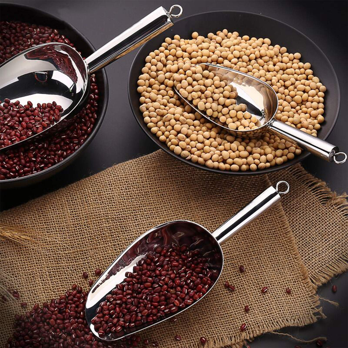 Set of 4 Stainless Steel Ice Scoops (4 Count)