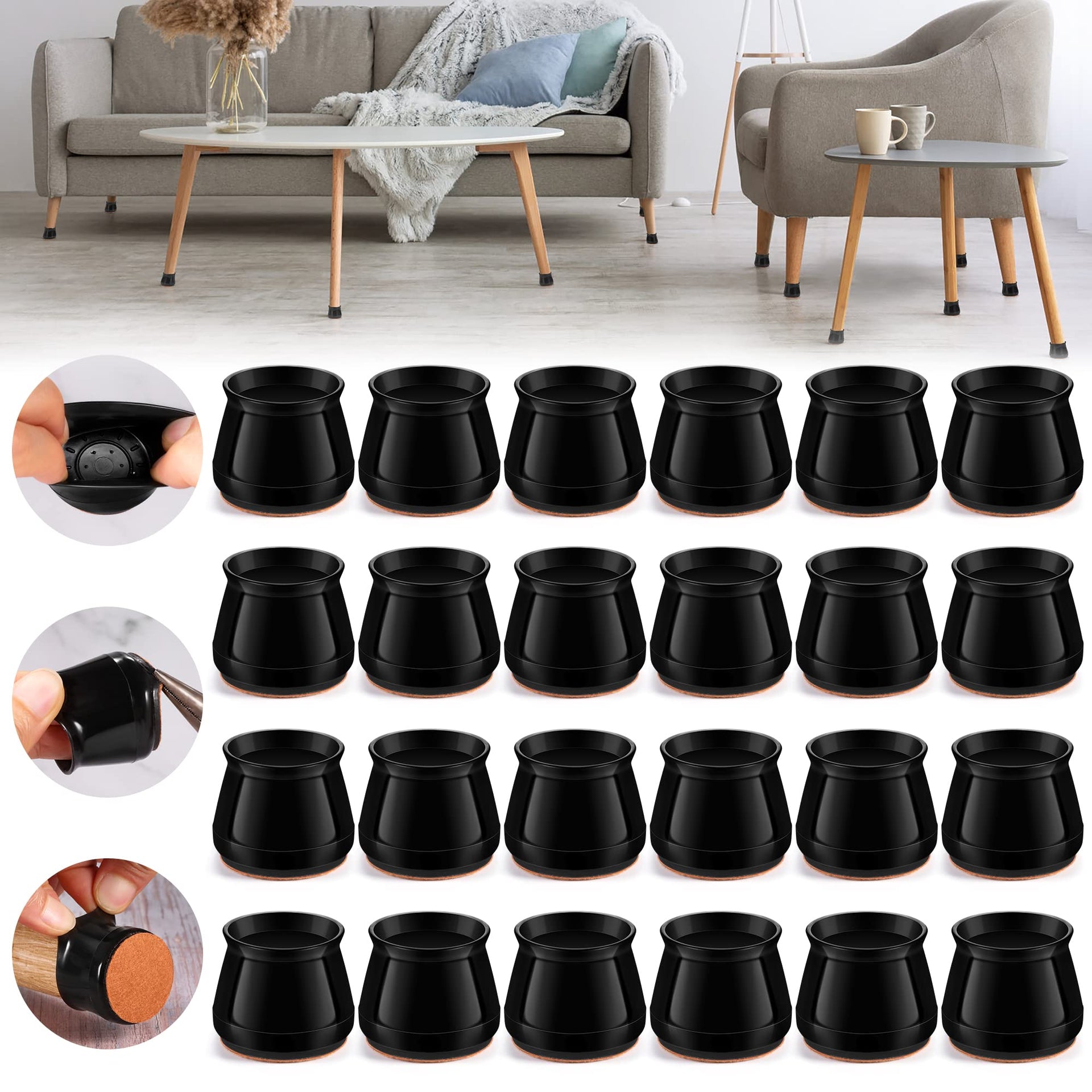 24PCS Upgraded Silicone Chair Leg Floor Protectors for Hardwood Floors (24 Count)
