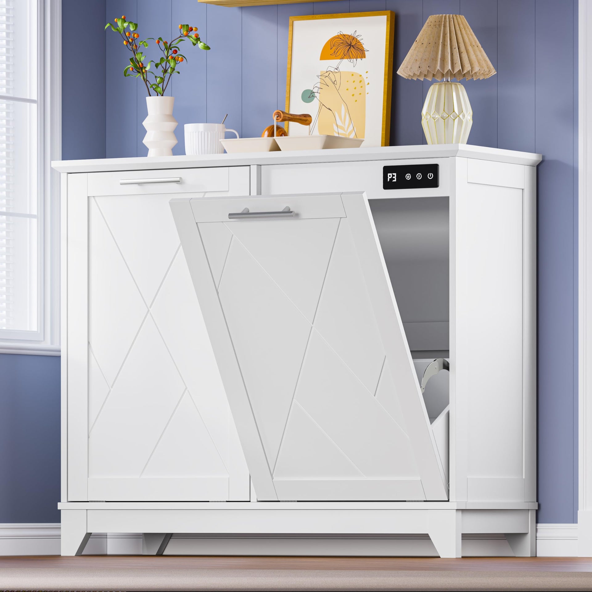 Tilt Out Trash Can Cabinet for 2 Bins