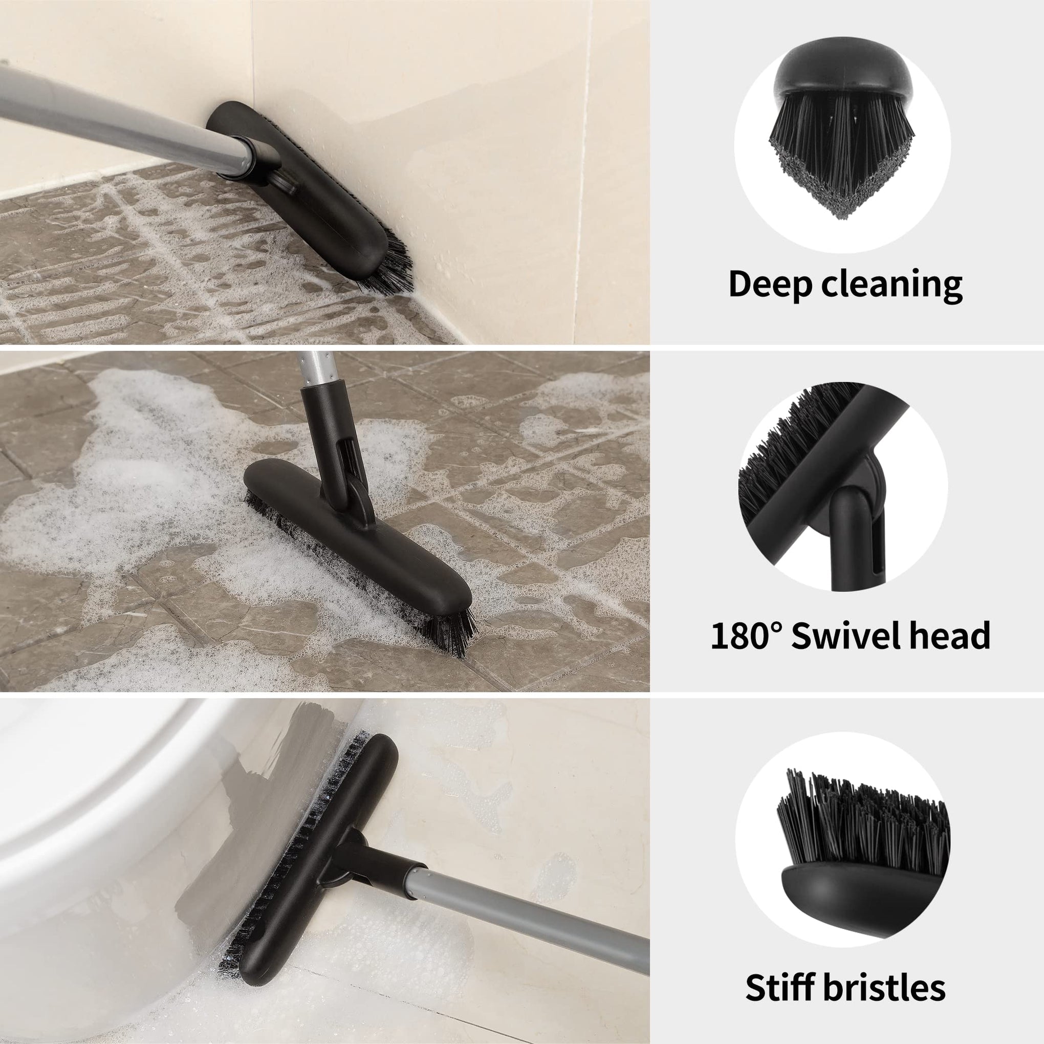 Heavy Duty Grout Scrub Brush with Long Handle