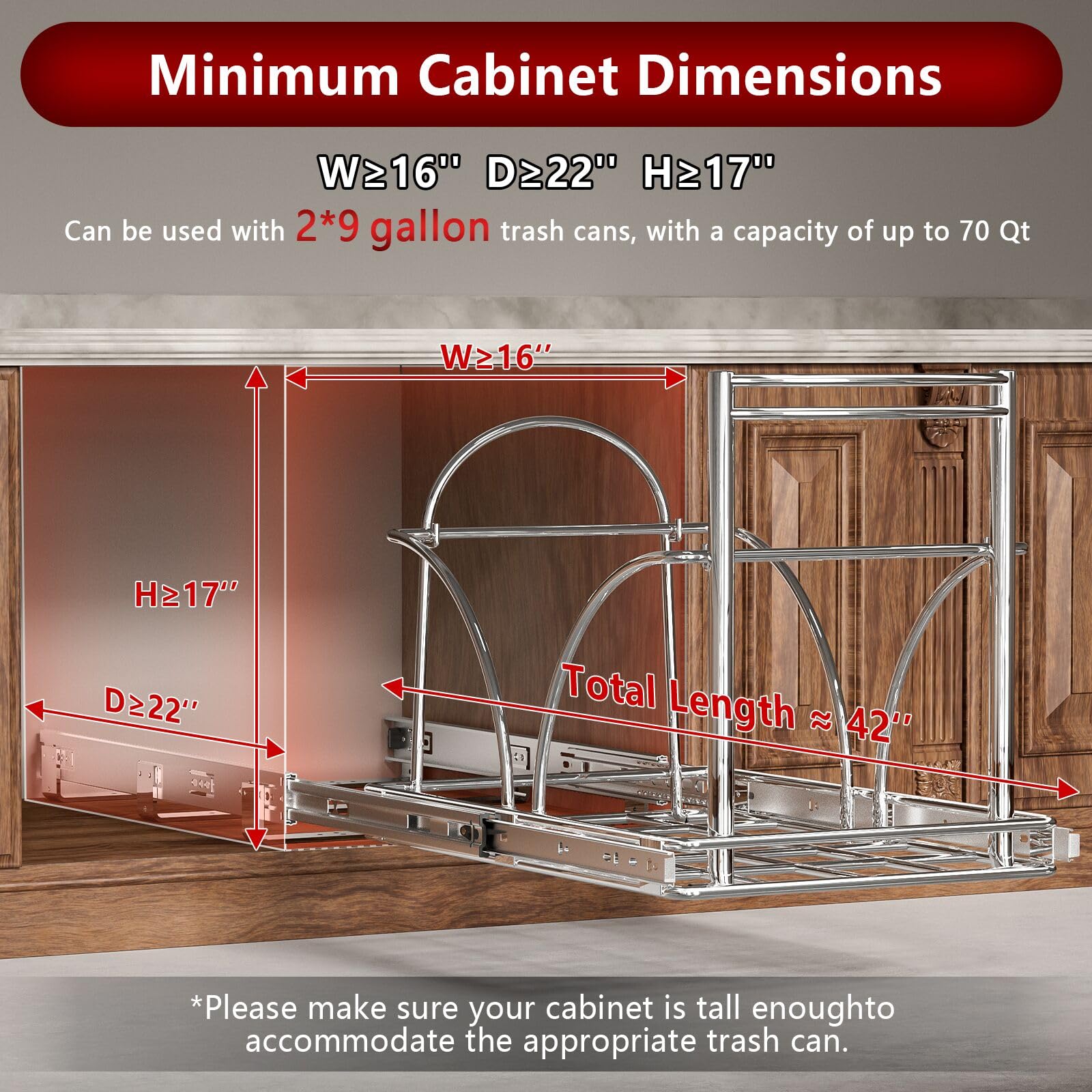 Dual Under Sink Trash Can Heavy Duty Pull Out Trash Can Under Cabinet