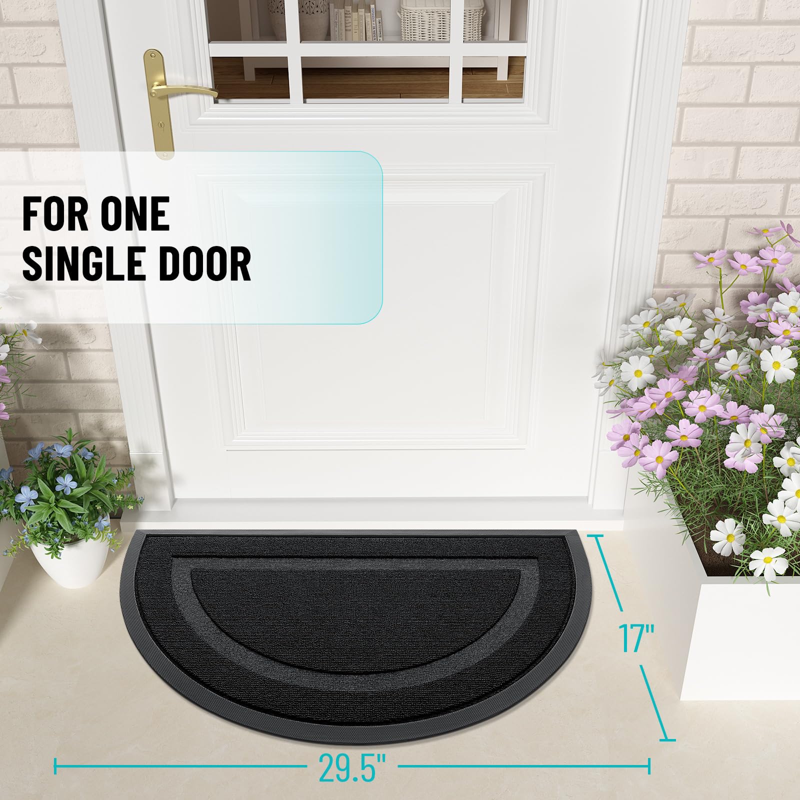 Half Circle Front Door Mat Outside 29.5x17 All