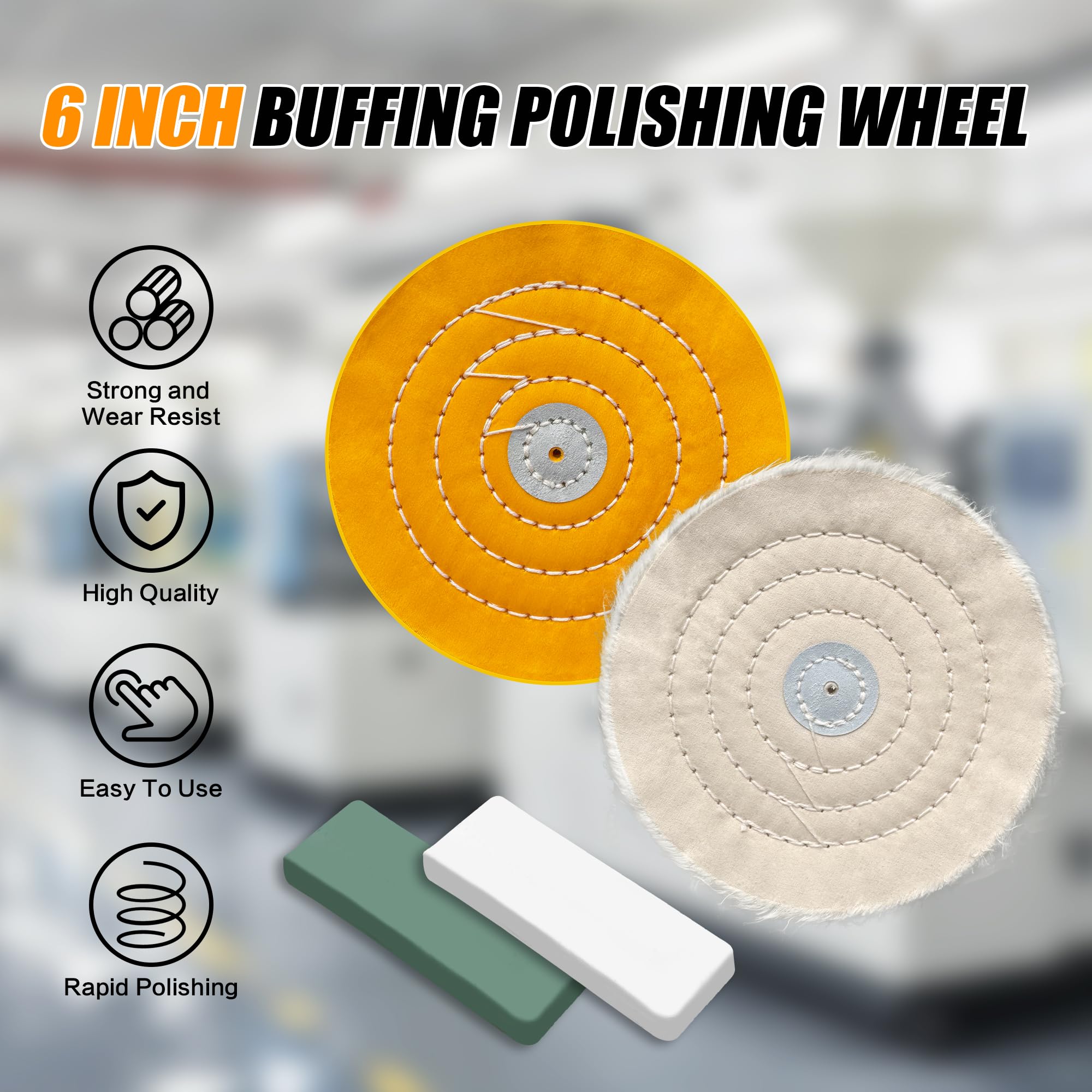 6 Inch Buffing Wheel for Bench Grinder (6 Count)