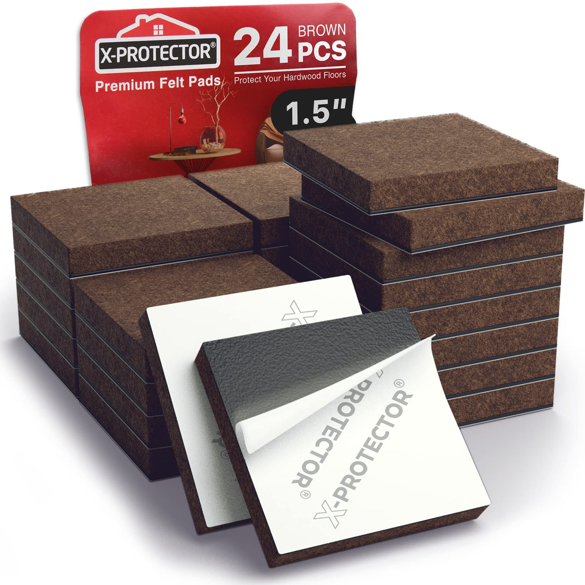 24 Heavy Duty Felt Furniture Pads 1.5” 1 (24 Count)