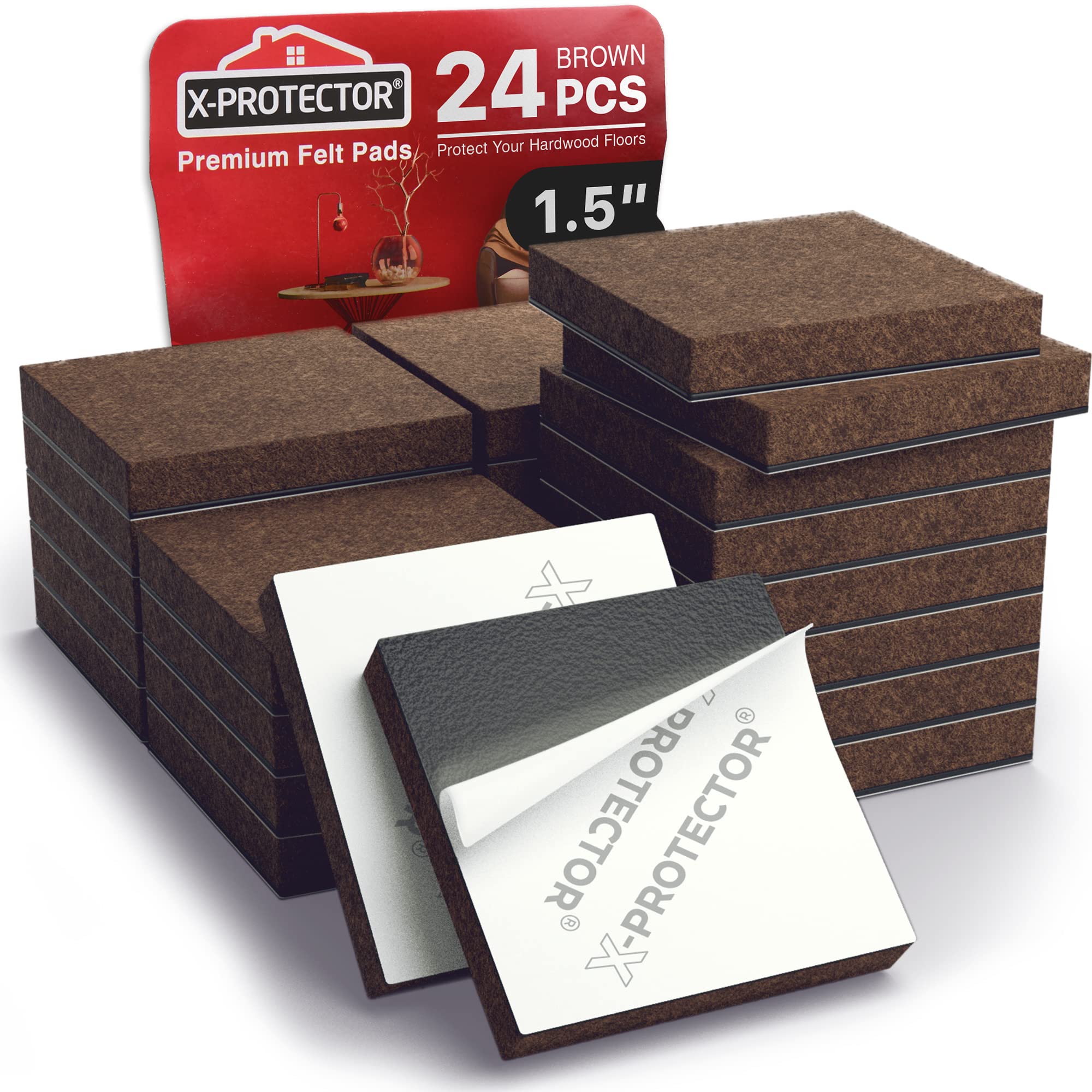 24 Heavy Duty Felt Furniture Pads 1.5” 1 (24 Count)