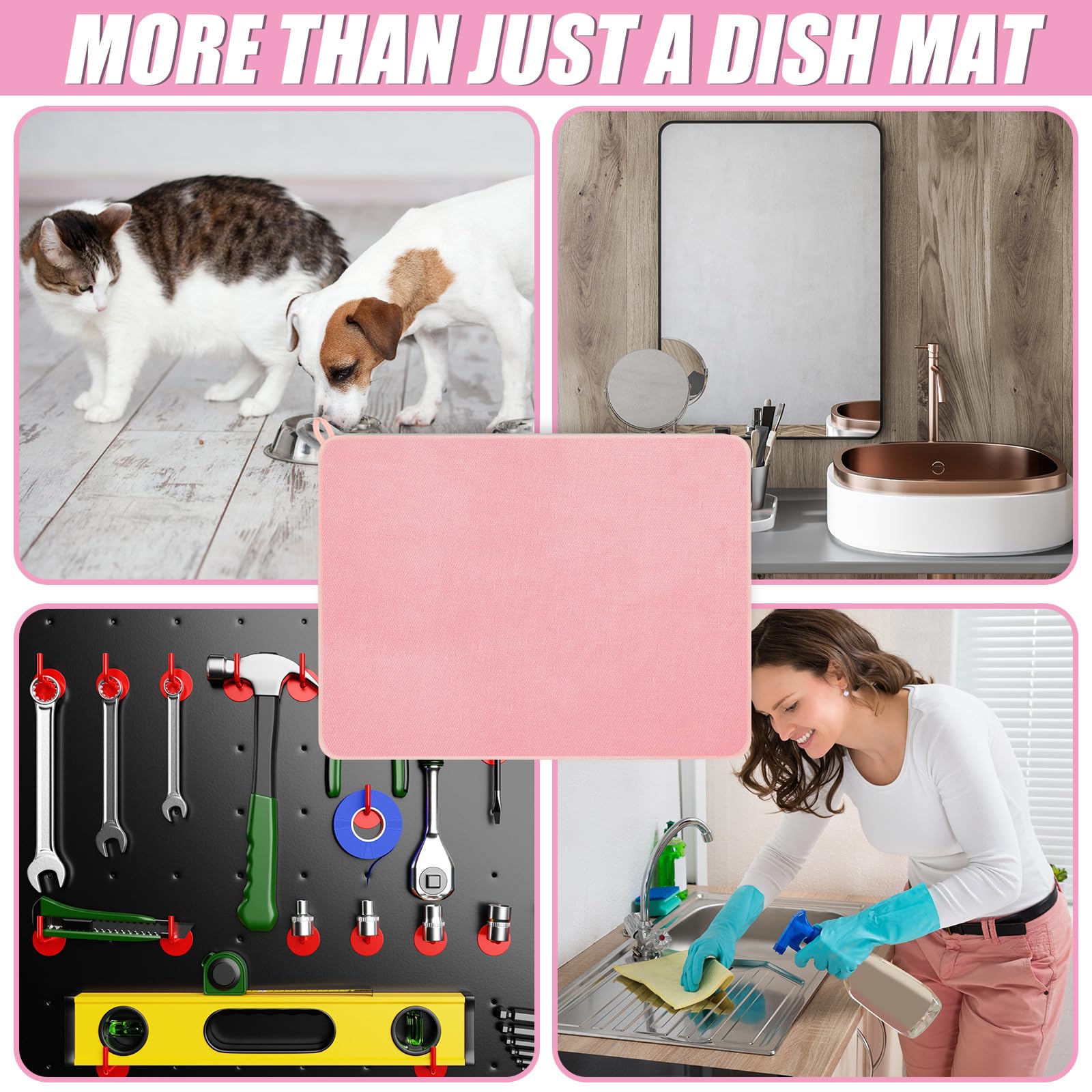 2 Pack Extra Large Dish Drying Mat Microfiber Absorbent Dish Drying Pad Large Size Dishes Drainer Mats for Countertop