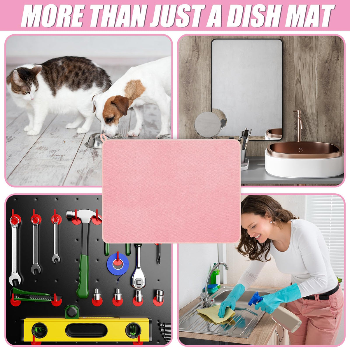 2 Pack Extra Large Dish Drying Mat Microfiber Absorbent Dish Drying Pad Large Size Dishes Drainer Mats for Countertop