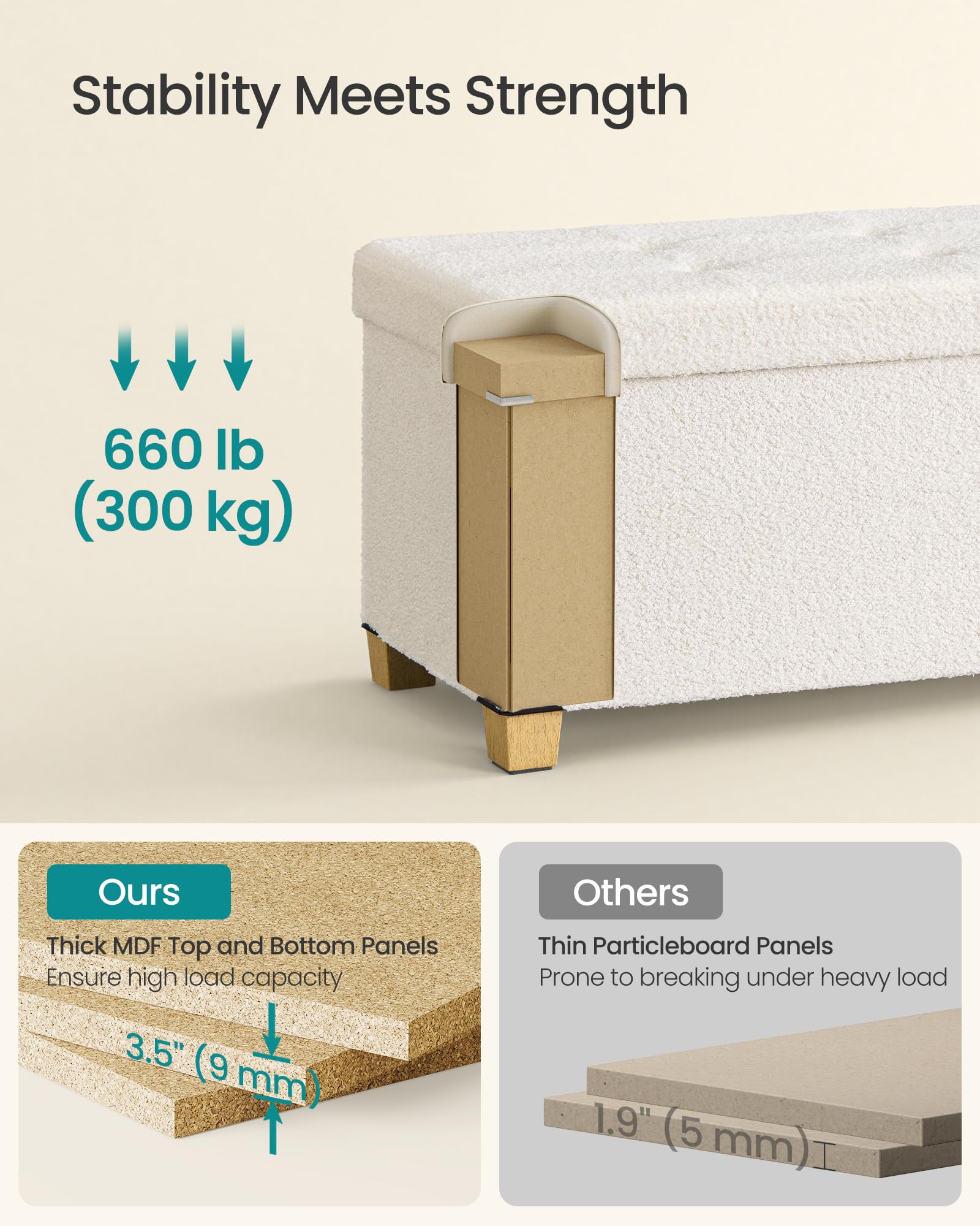 Storage Ottoman Bench with Legs