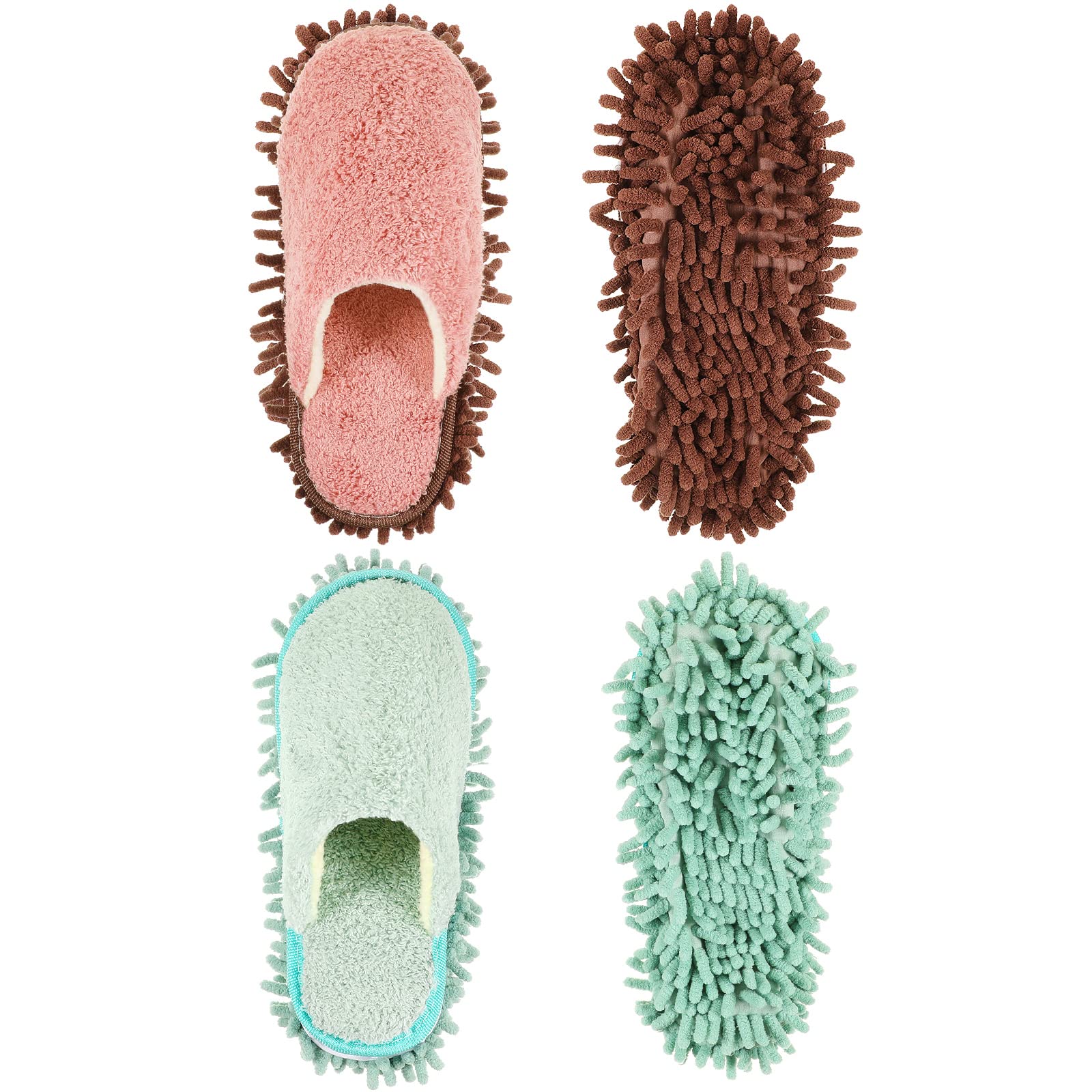 2 Pair Microfiber Slippers Floor Cleaning Mop