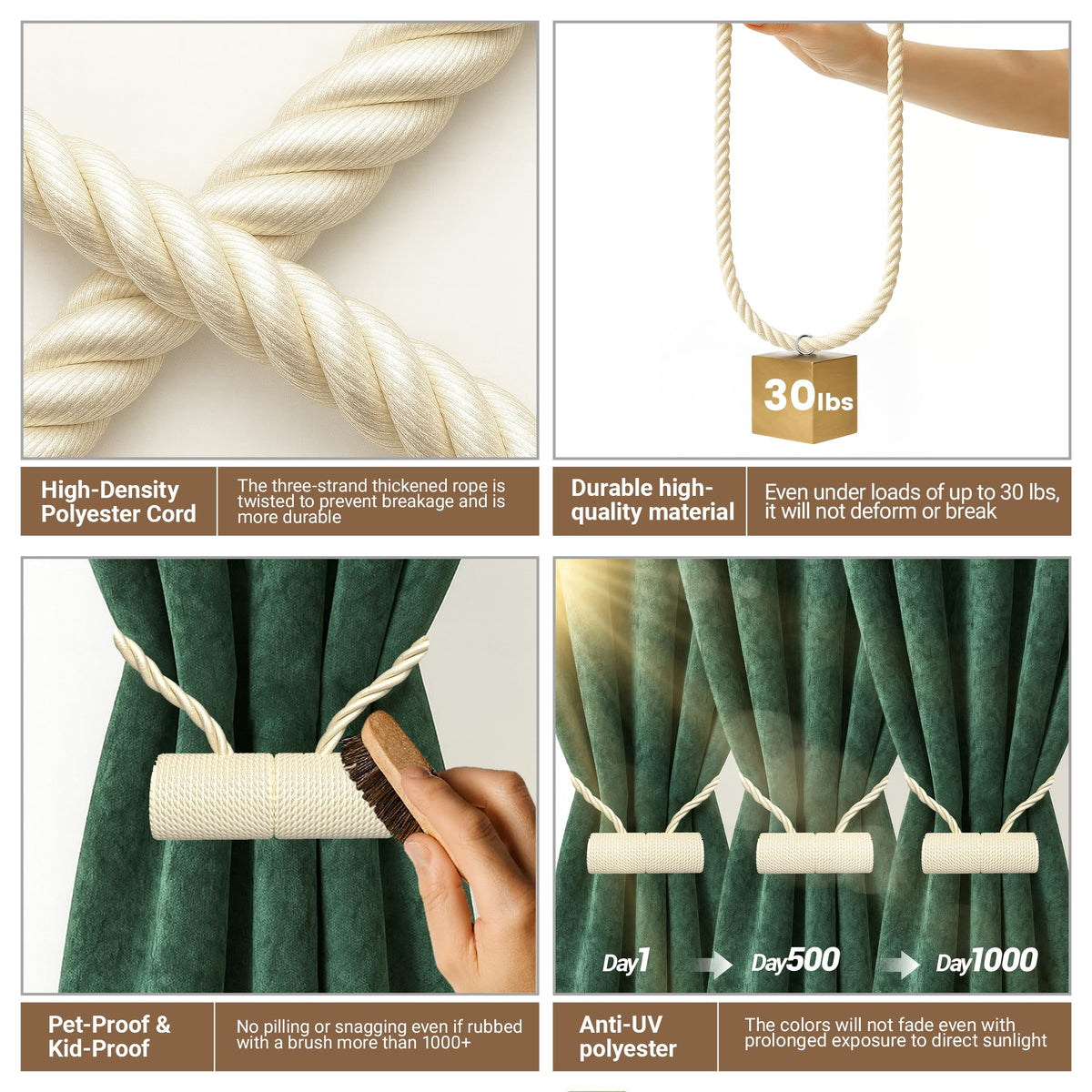 Magnetic Curtain Tiebacks Beige 4pcs (4 Count)