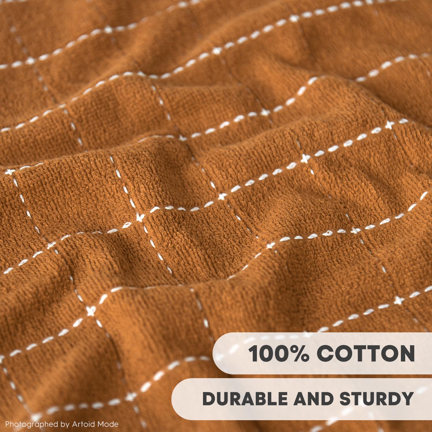 Checkered Designed Cotton Beige Caramel Terry Kitchen Dish Cloths (6 Count)