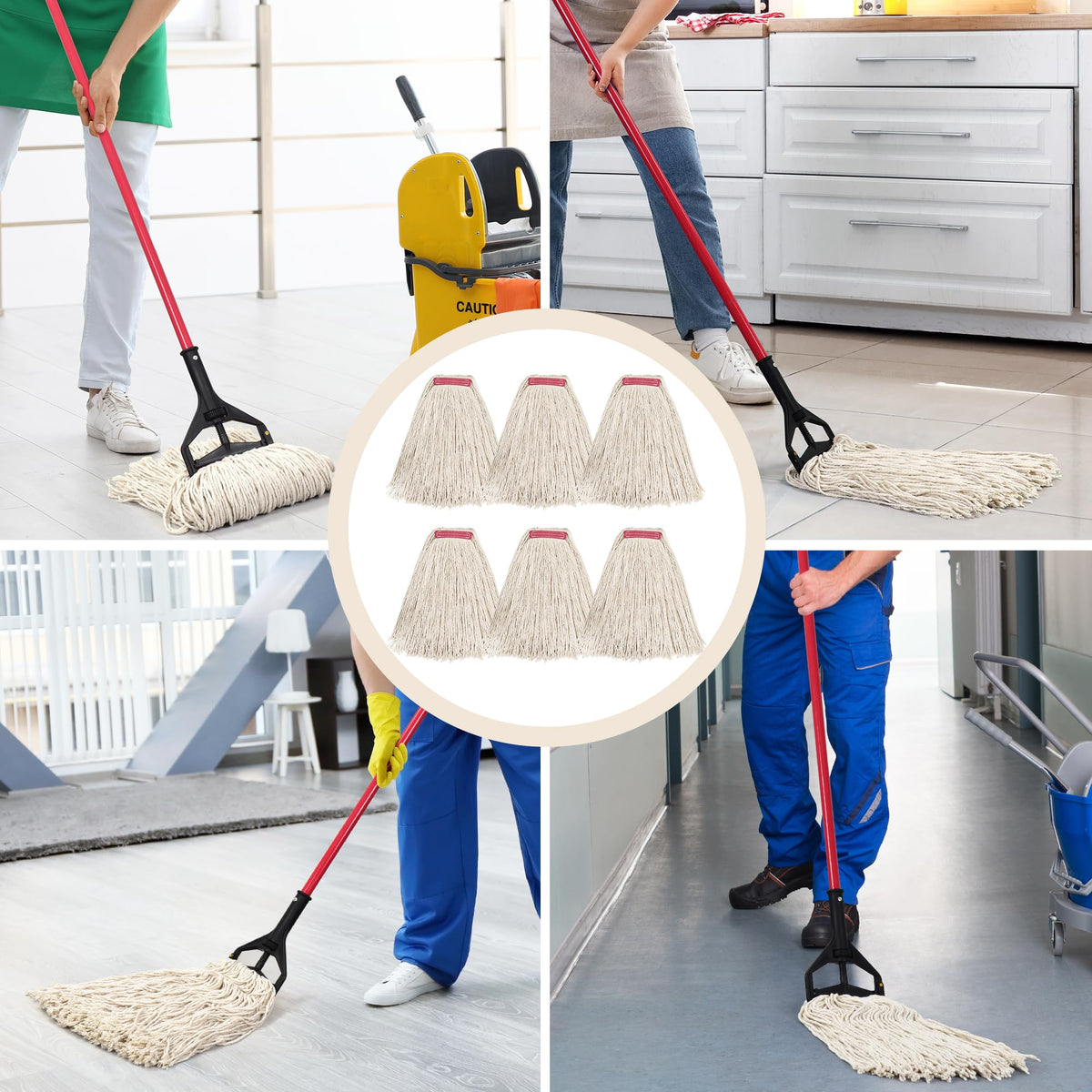 Matthew Cleaning 16oz 6Pack Cotton Floor Mop (6 Count) - ModHome Supplies