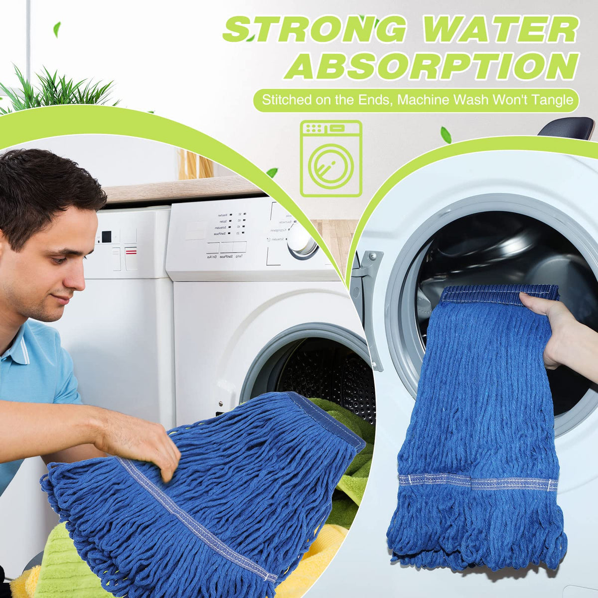 30 Pieces Commercial Mop Head Replacement Floor Cleaning Wet Mop Heads Heavy Duty Large Cotton String Sweeper Refills for Industrial Home Use