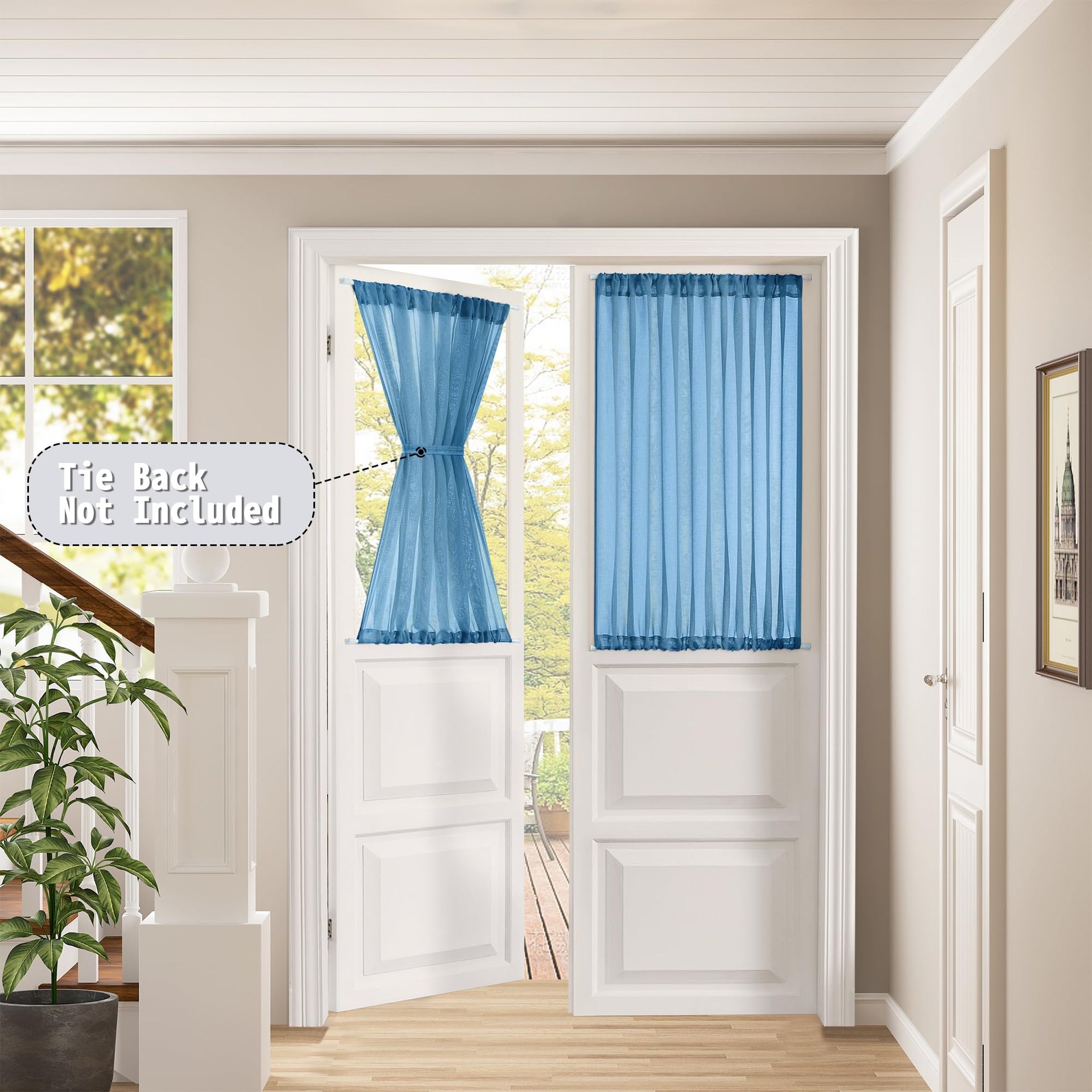 Small Sheer Door Curtain Closet Linen Textured Curtain Sheers Doorway Light Filtering Voile French Door Rod Pocket Curtains Patio Glass Doors