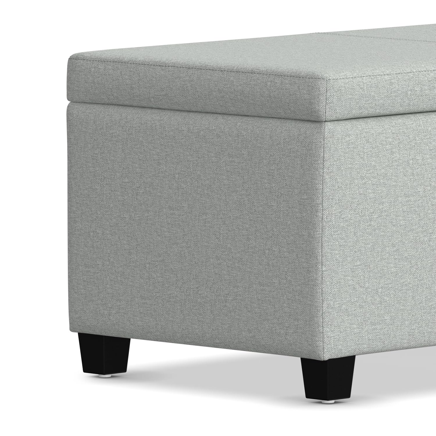 Avalon 48" Wide Linen Look Fabric Storage Ottoman in Grey