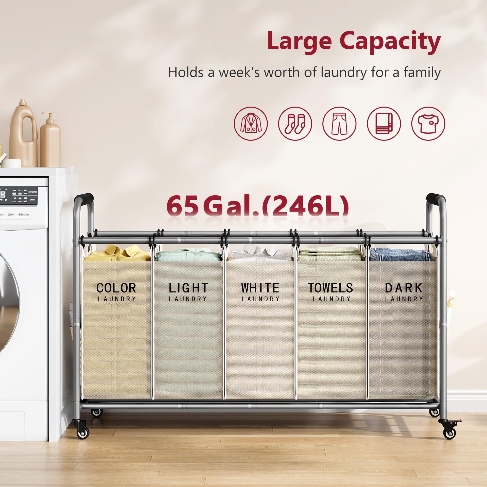 Laundry Sorter 5 Section