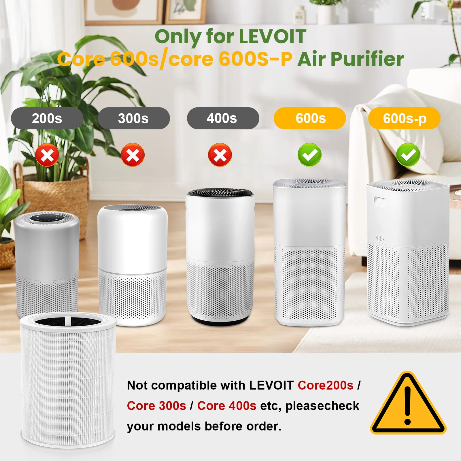2 Pack Core 600s Replacement Filter for Levoit Core 600S