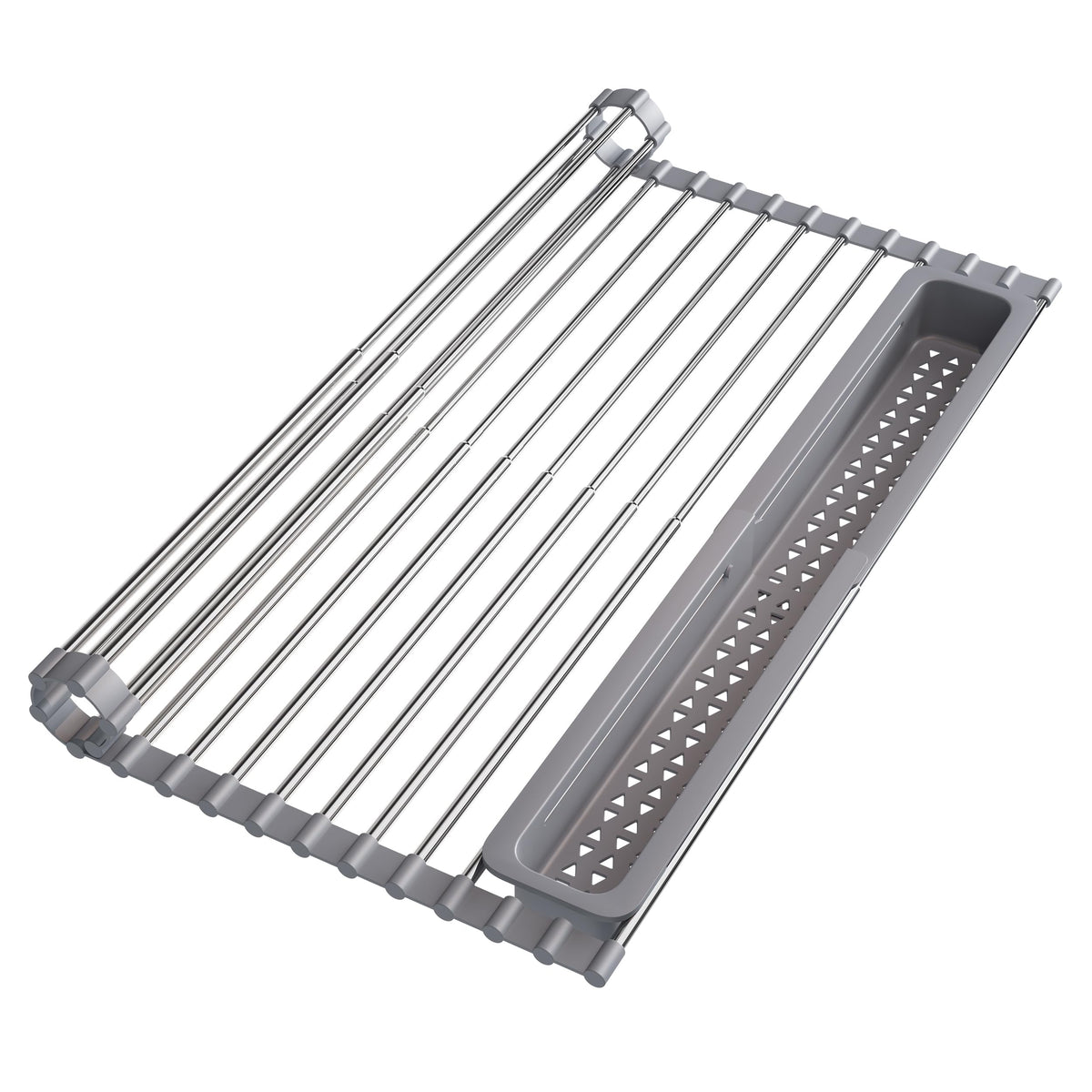 Roll Up Dish Drying Rack for Kitchen Sink with Utensil Holder