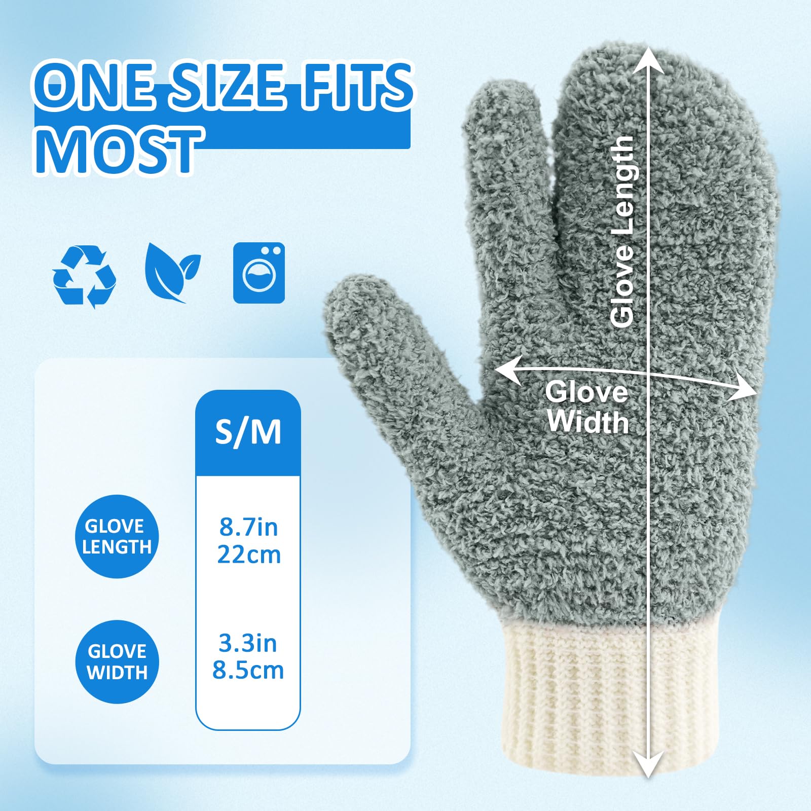 Microfiber Dusting Gloves House Reusable Cleaning Glove for Blinds (4 Count)
