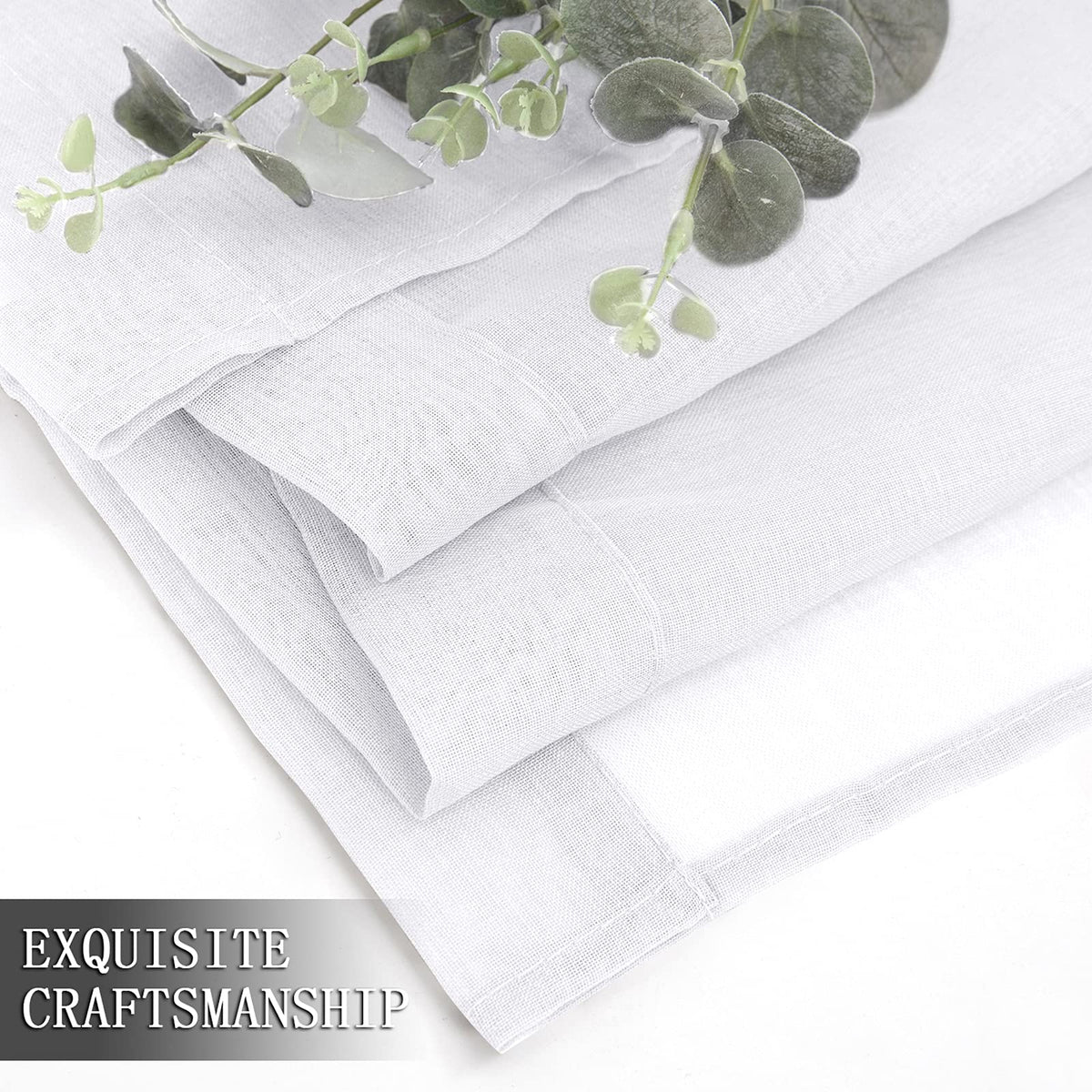 Sheer Curtains Living Room Linen Textured Curtain Sheers Light Filtering Voile Rod Pocket Curtains for Bedroom (2 Count)