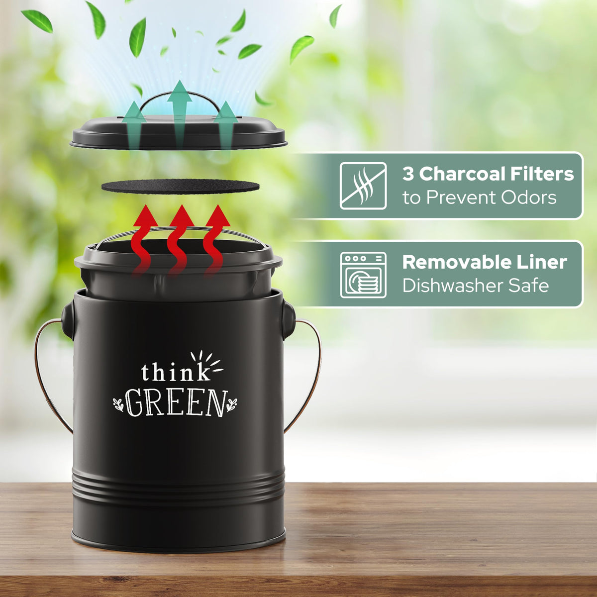 1.2 Gallon Kitchen Counter Compost Bin with Lid
