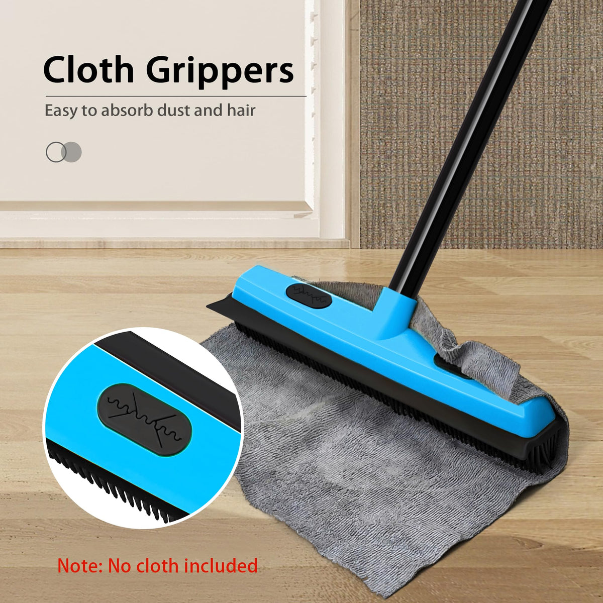 Rubber Broom Carpet Rake Brush for Pet Hair with Squeegee