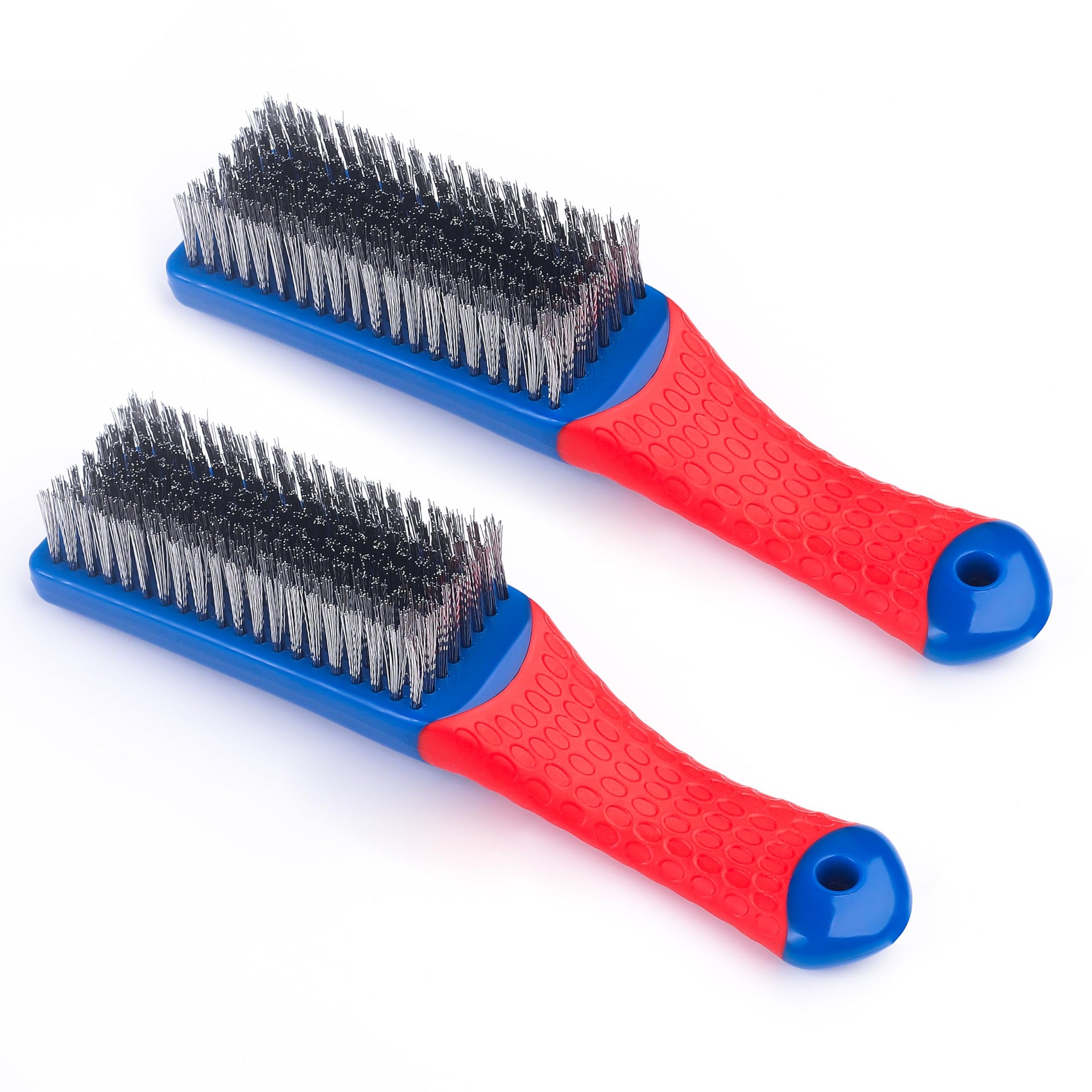 Wire Brushes 2 Pcs Steel Brushes Heavy Duty Carbon Steel and Stainless Steel Wire Scratch Brush with Rubber Ergonomic Handle (2 Count)