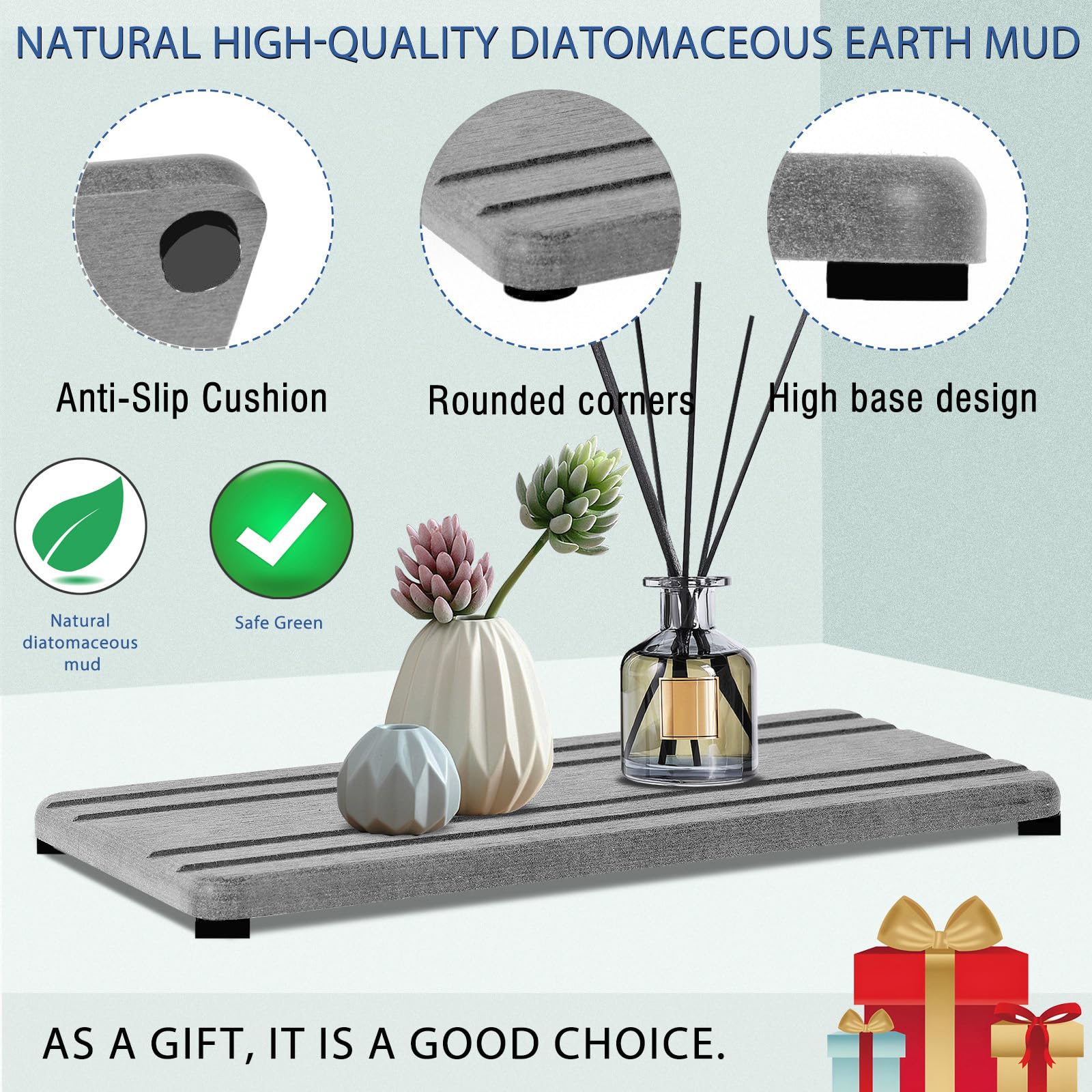 3PCS Water Absorbing Stone Tray (3 Count)