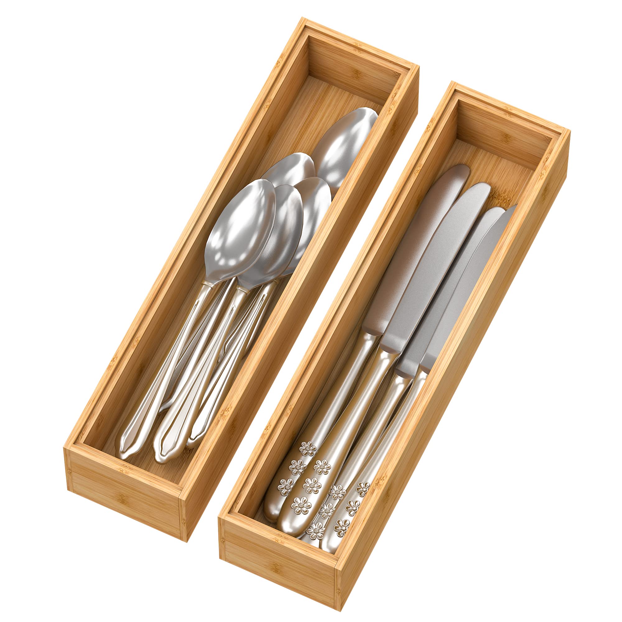 Bamboo Kitchen Drawer Organizer 12"x 3" (2 Count)