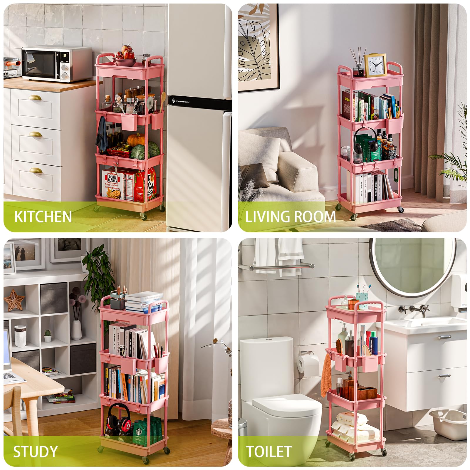 4 Tier Rolling Cart Organizer