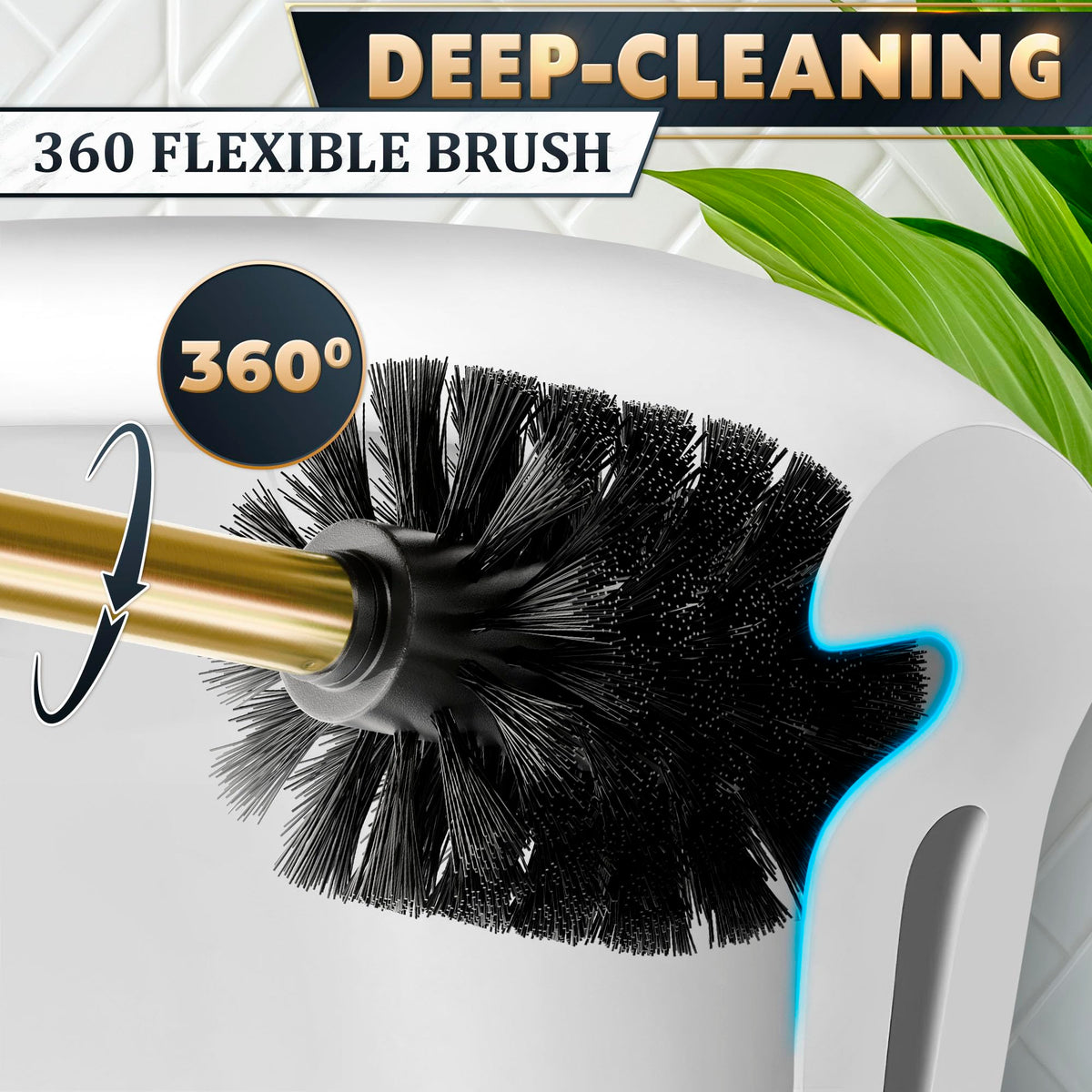 Gold Toilet Brush and Holder Set