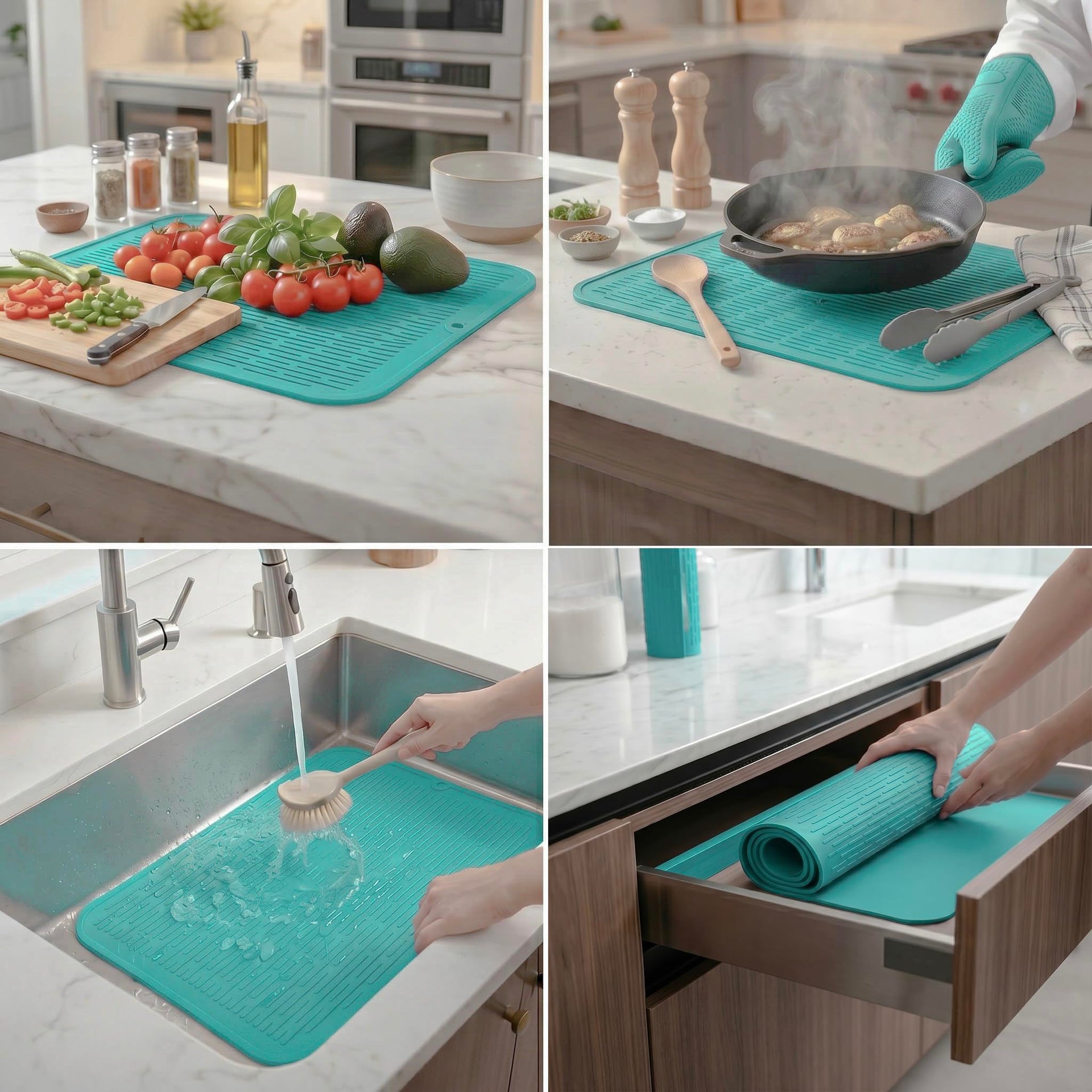 Silicone Dish Drying Mat for Multiple Usage