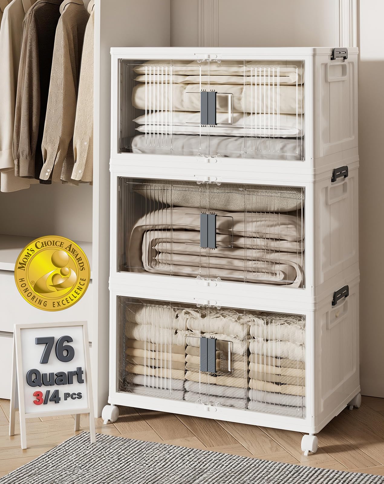 76QT Storage Bins with Lids for Home