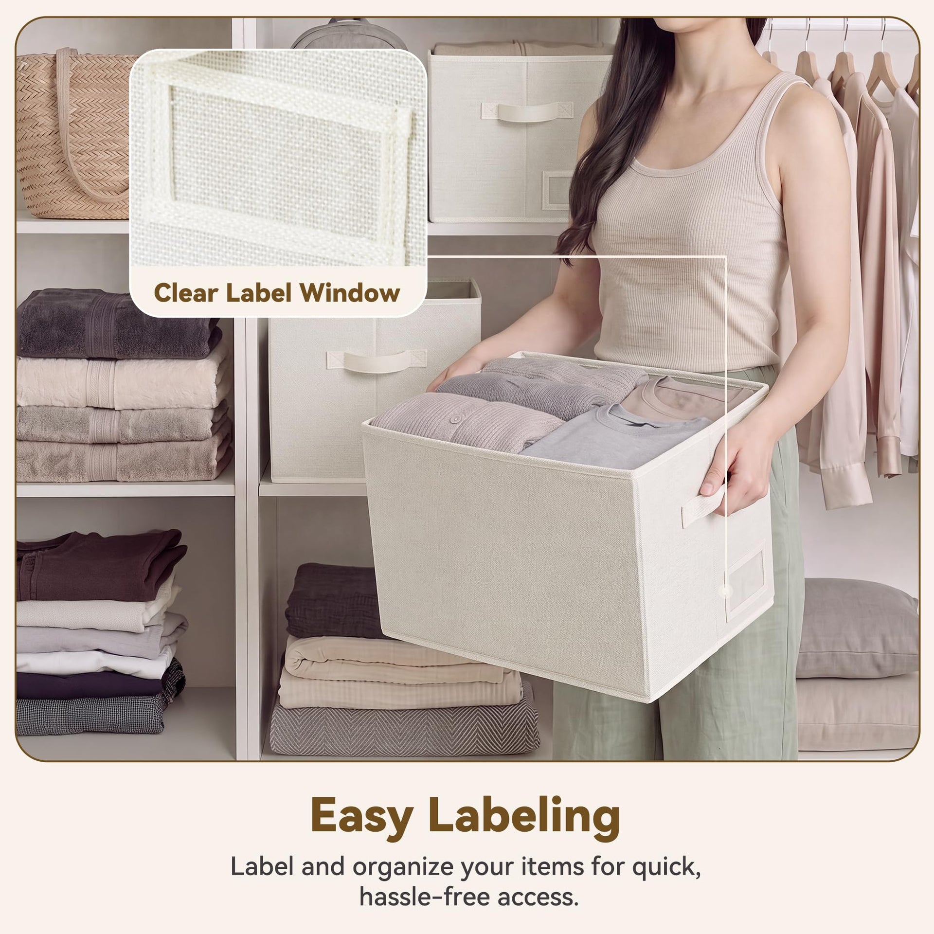 Closet Storage Bins with Label (3 Count)