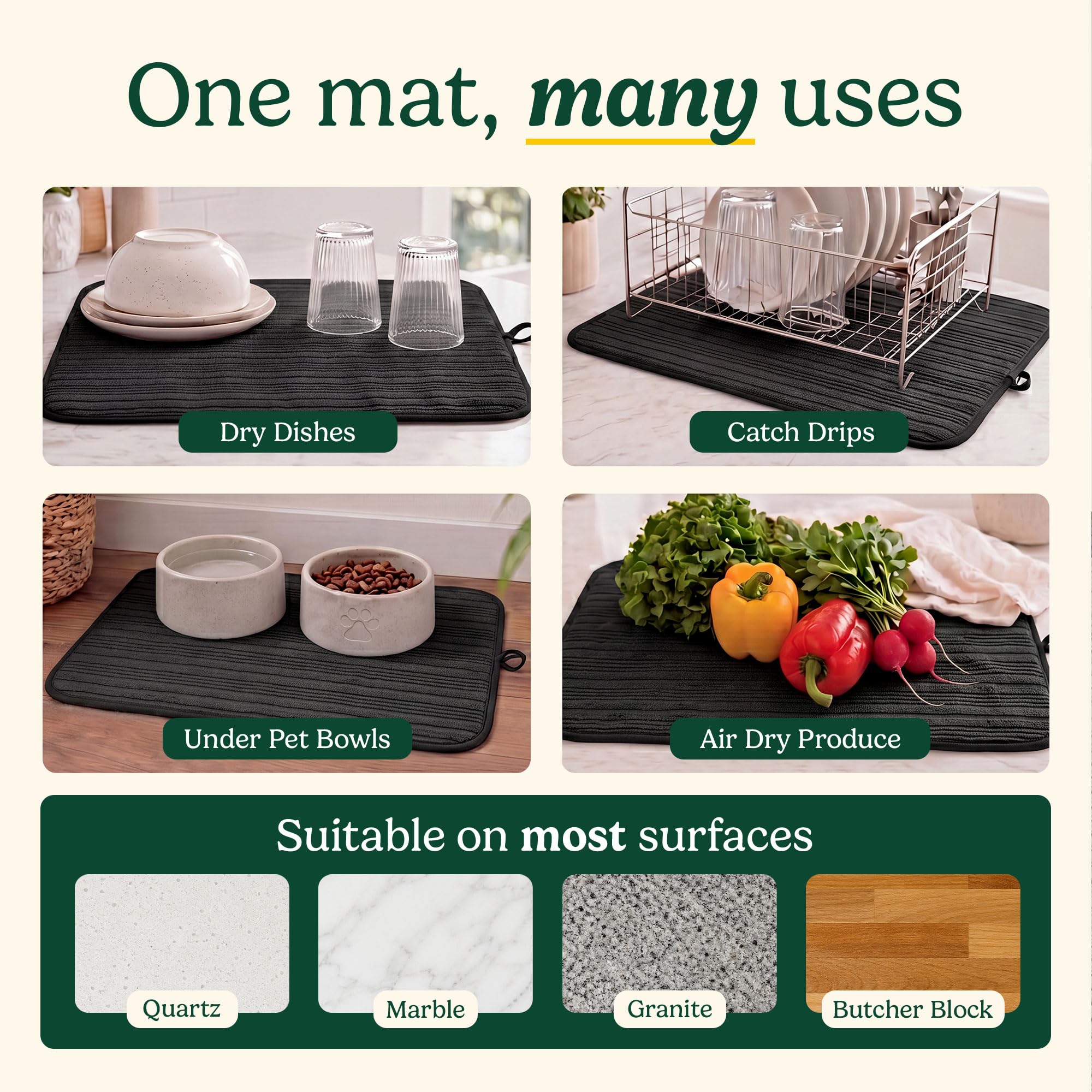 Cuisinart Dish Drying Mat for Kitchen Counter (2 Count)