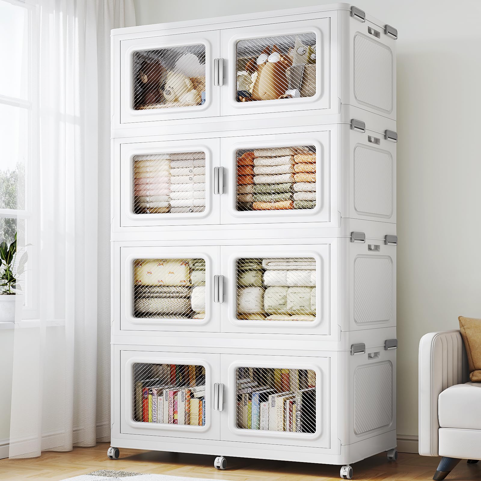 880 Qt Extra Large Stackable Storage Bin with Lids (4 Count)
